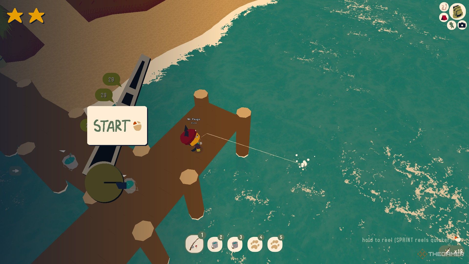 Player is fishing at the dock in Webfishing.