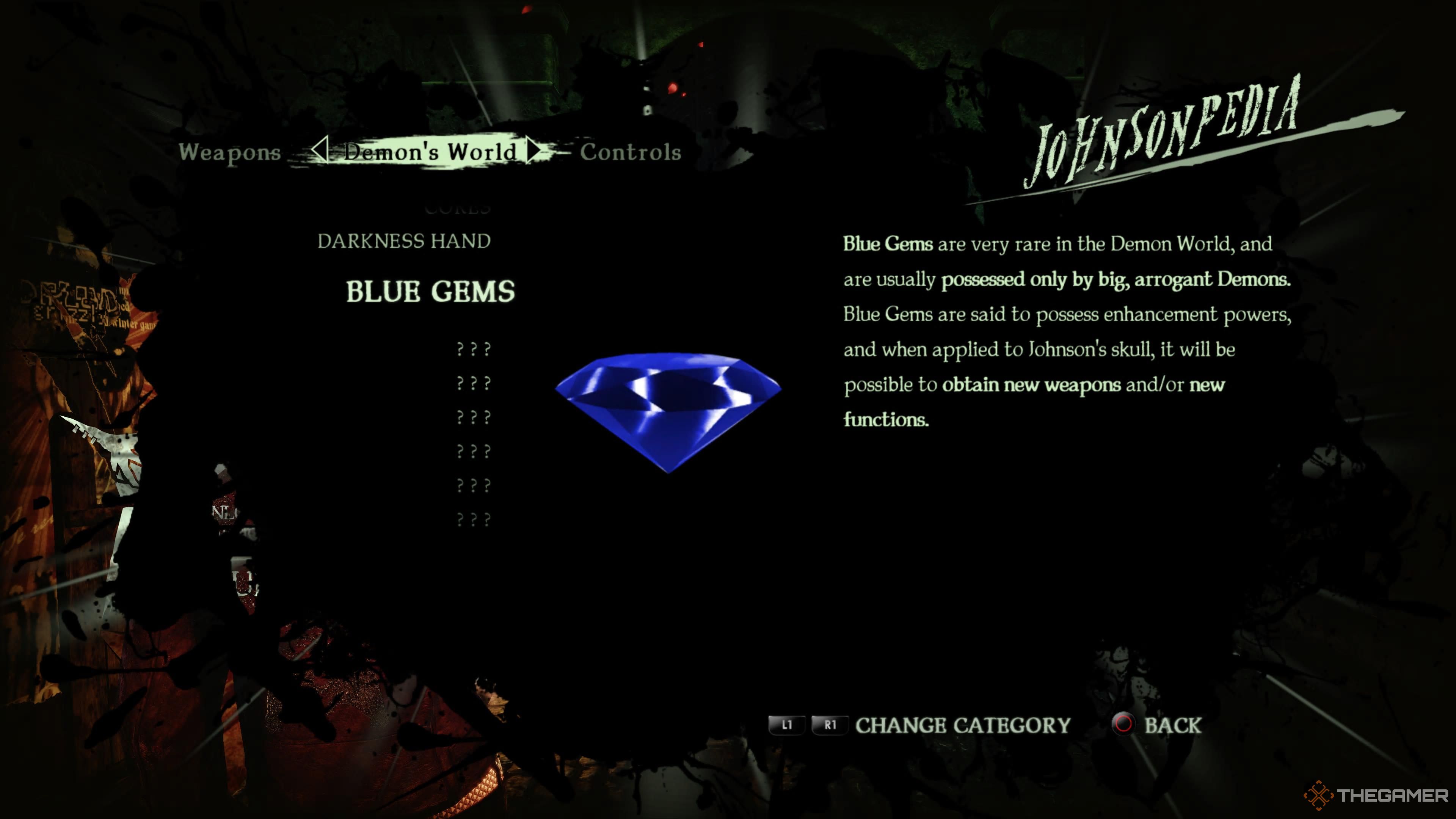 A blue gem as described by Johnsonpedia in Shadows of the Damned: Hella Remastered.-2