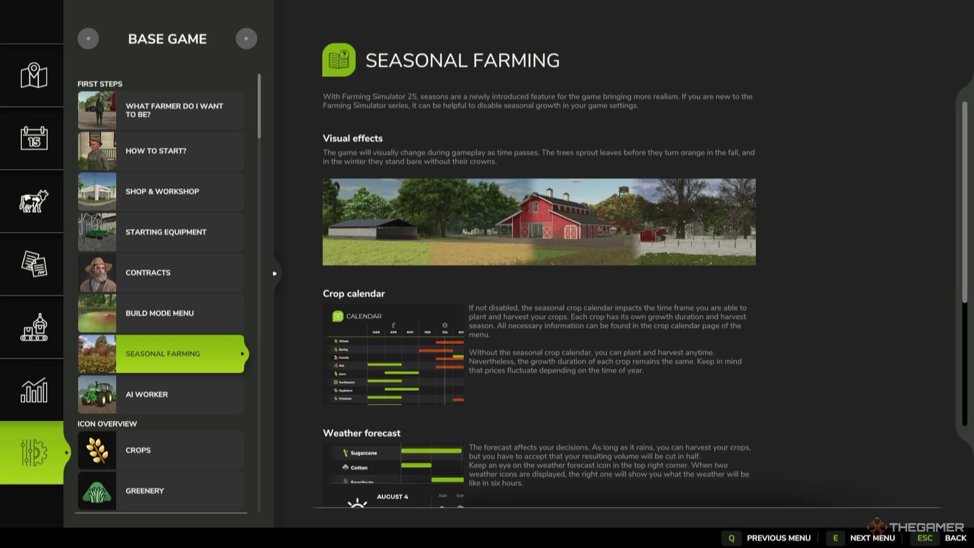 The Seasonal Farming tutorial in Farming Simulator 25.