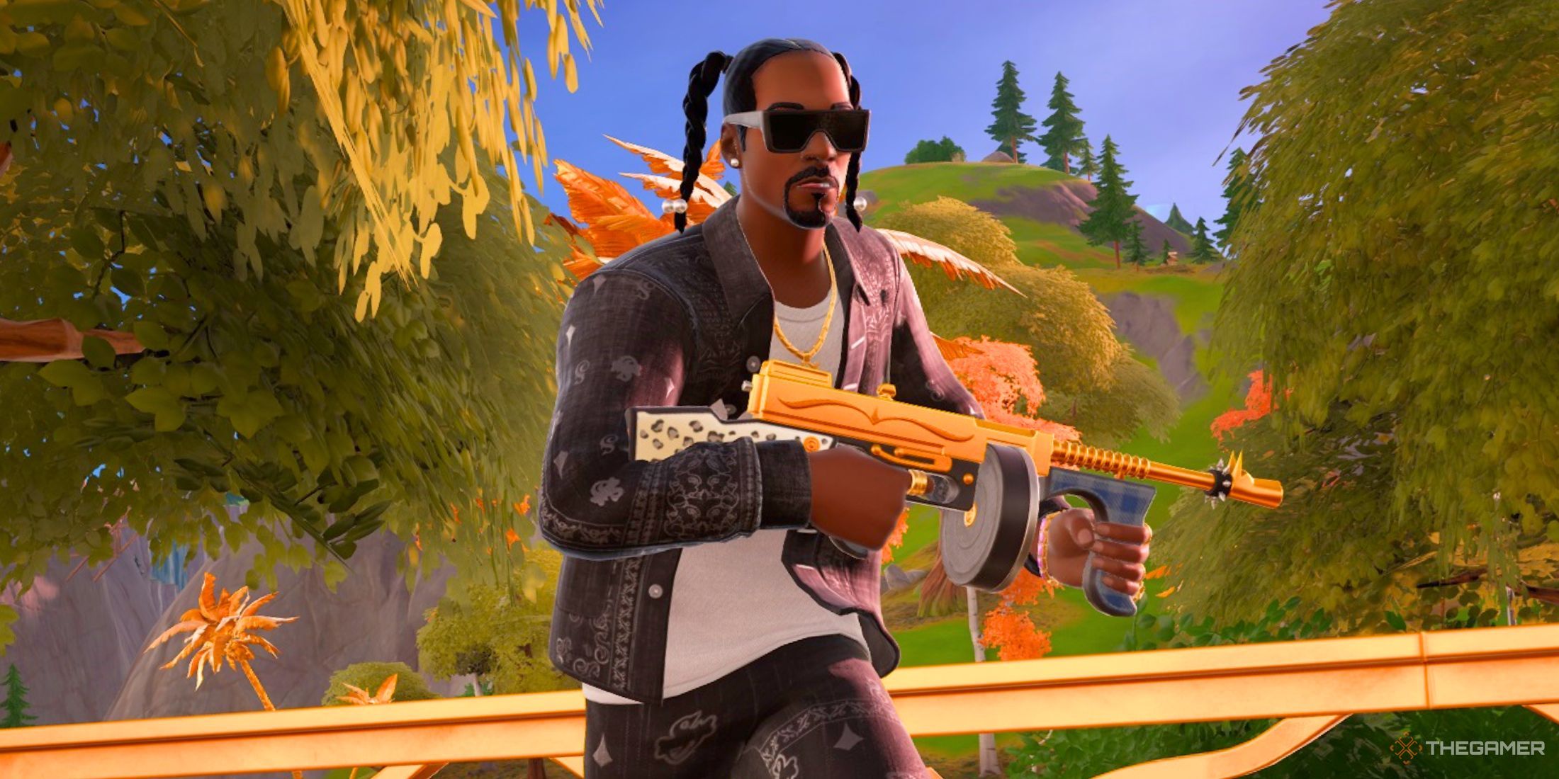 A screenshot of Snoop Dogg in Fortnite: Chapter 2 Remix.