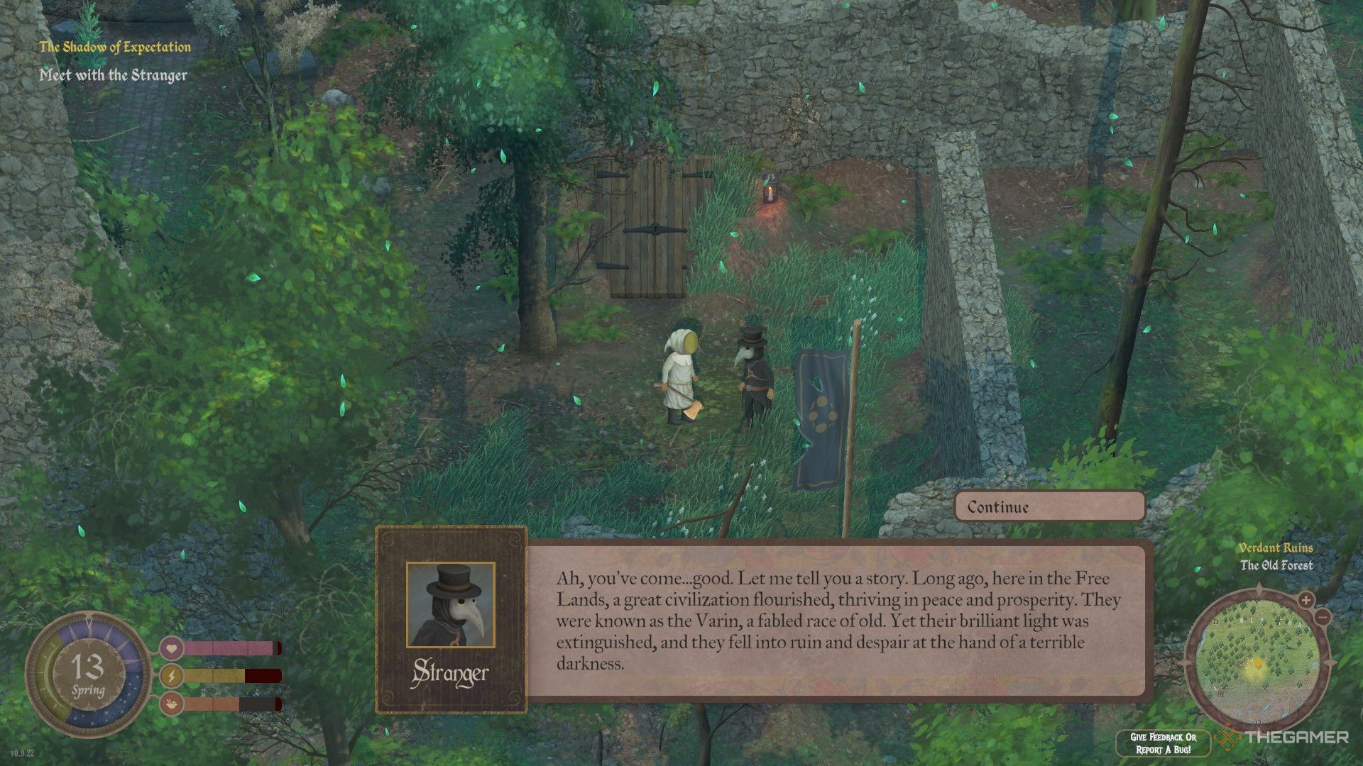 Player in Beekeeper outfit speaking to Stranger in Mirthwood.