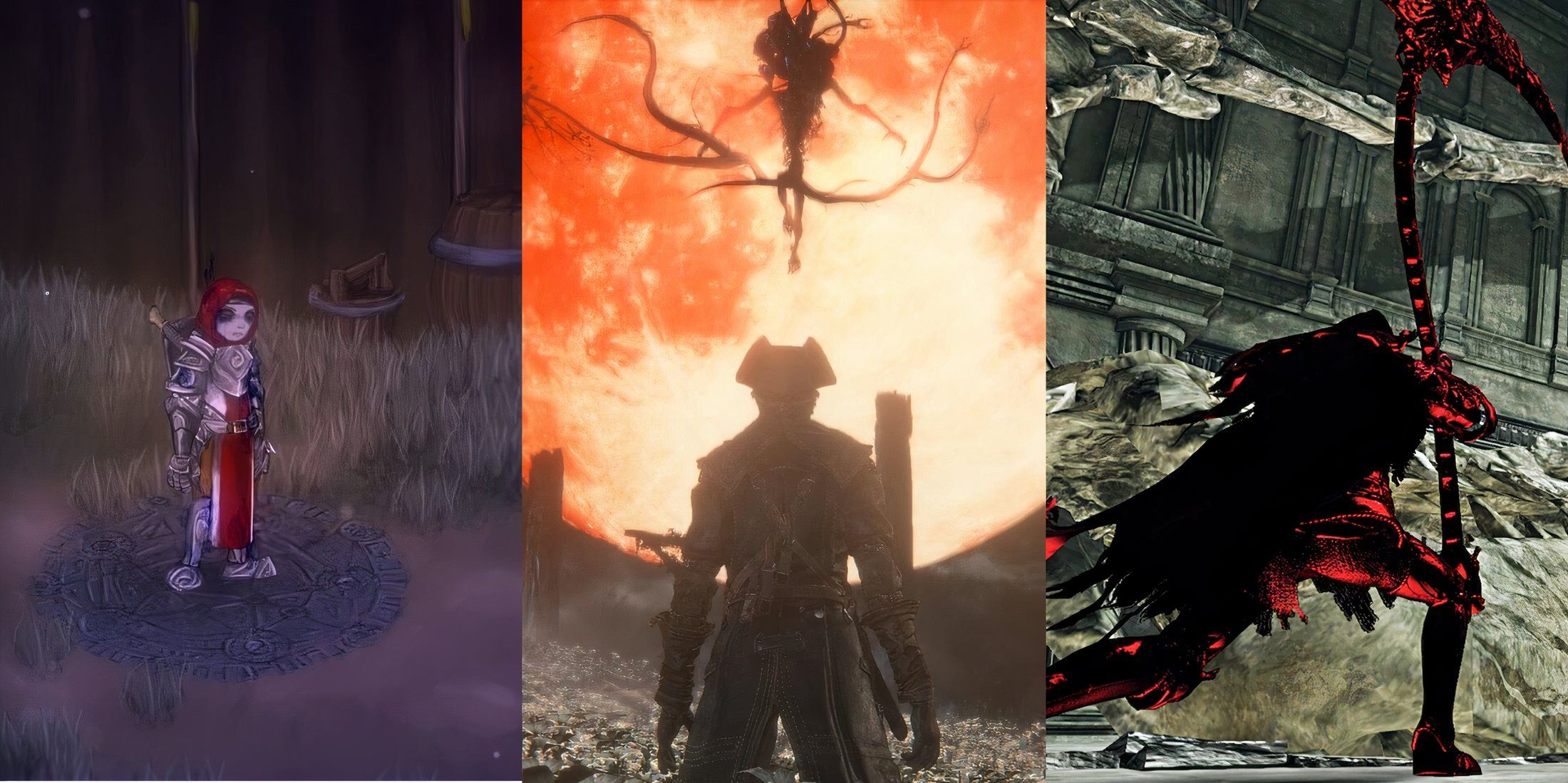 Salt and Sanctuary, Bloodborne, Dark Souls 2 collage