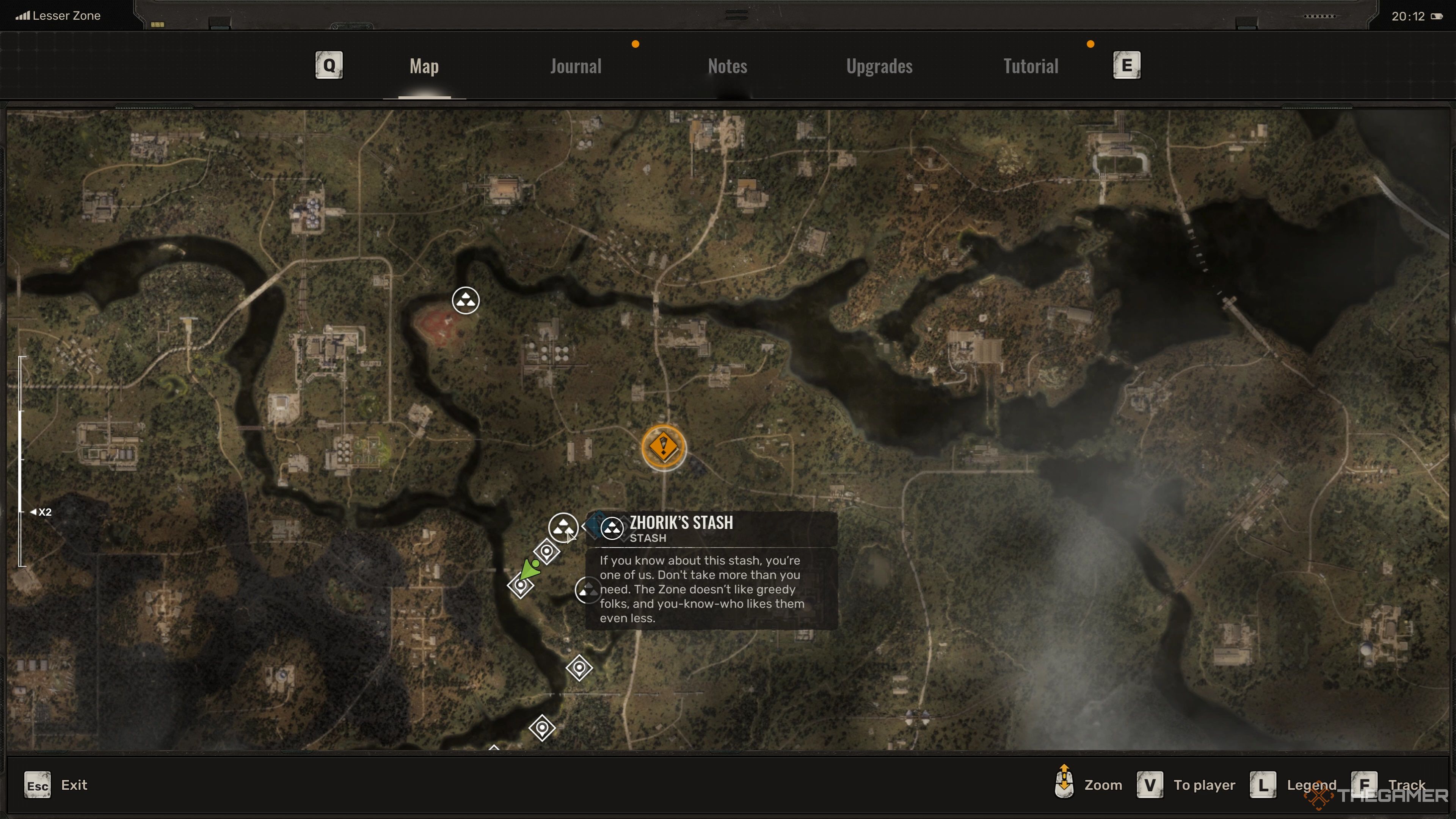 A look at where Zhorik's Stash is on your map in Stalker 2: Heart of Chornobyl.