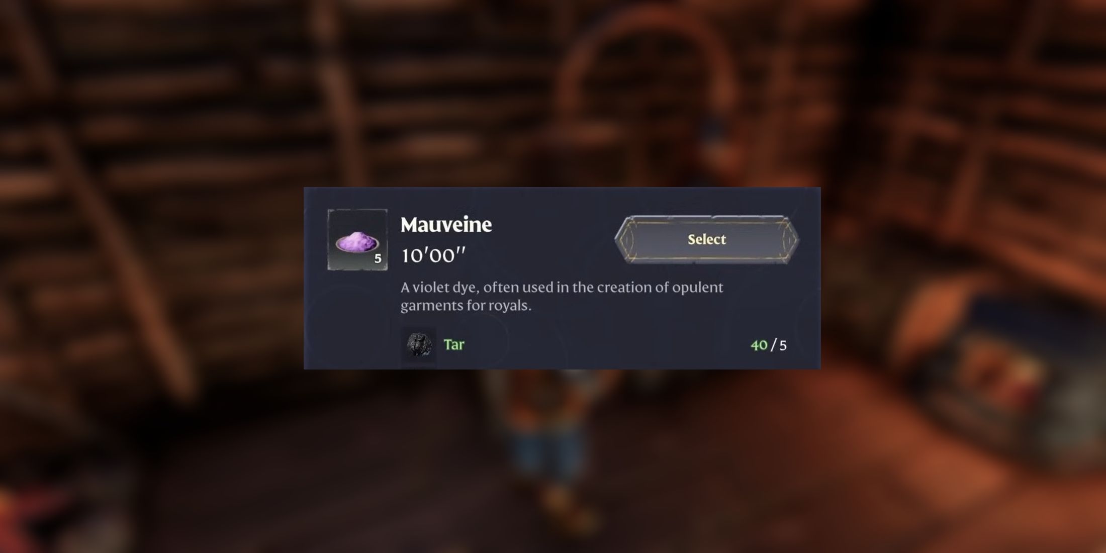 Mauveine item window in Enshrouded