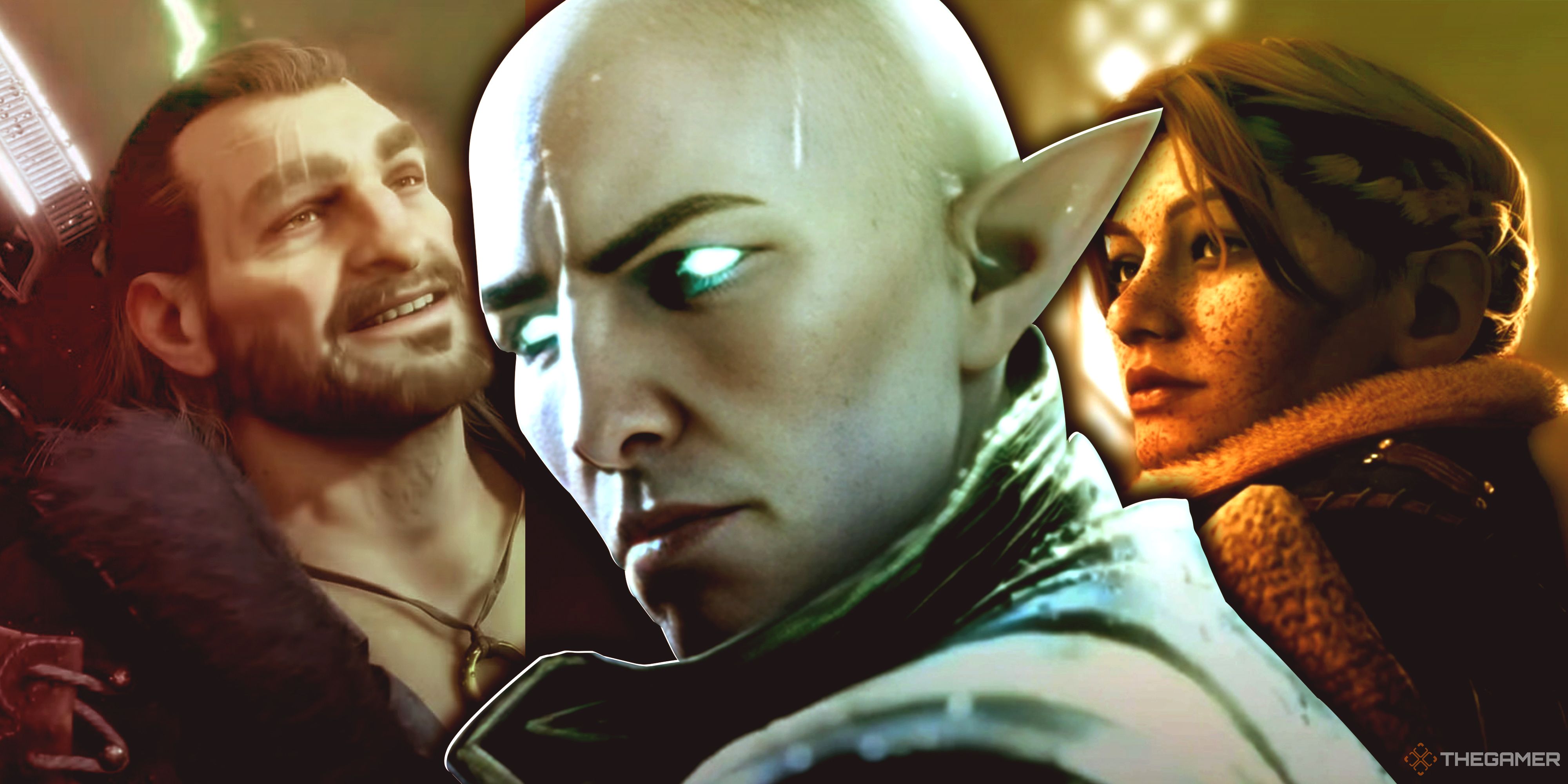 Varric Tethras, Solas and Scout Lace Harding.