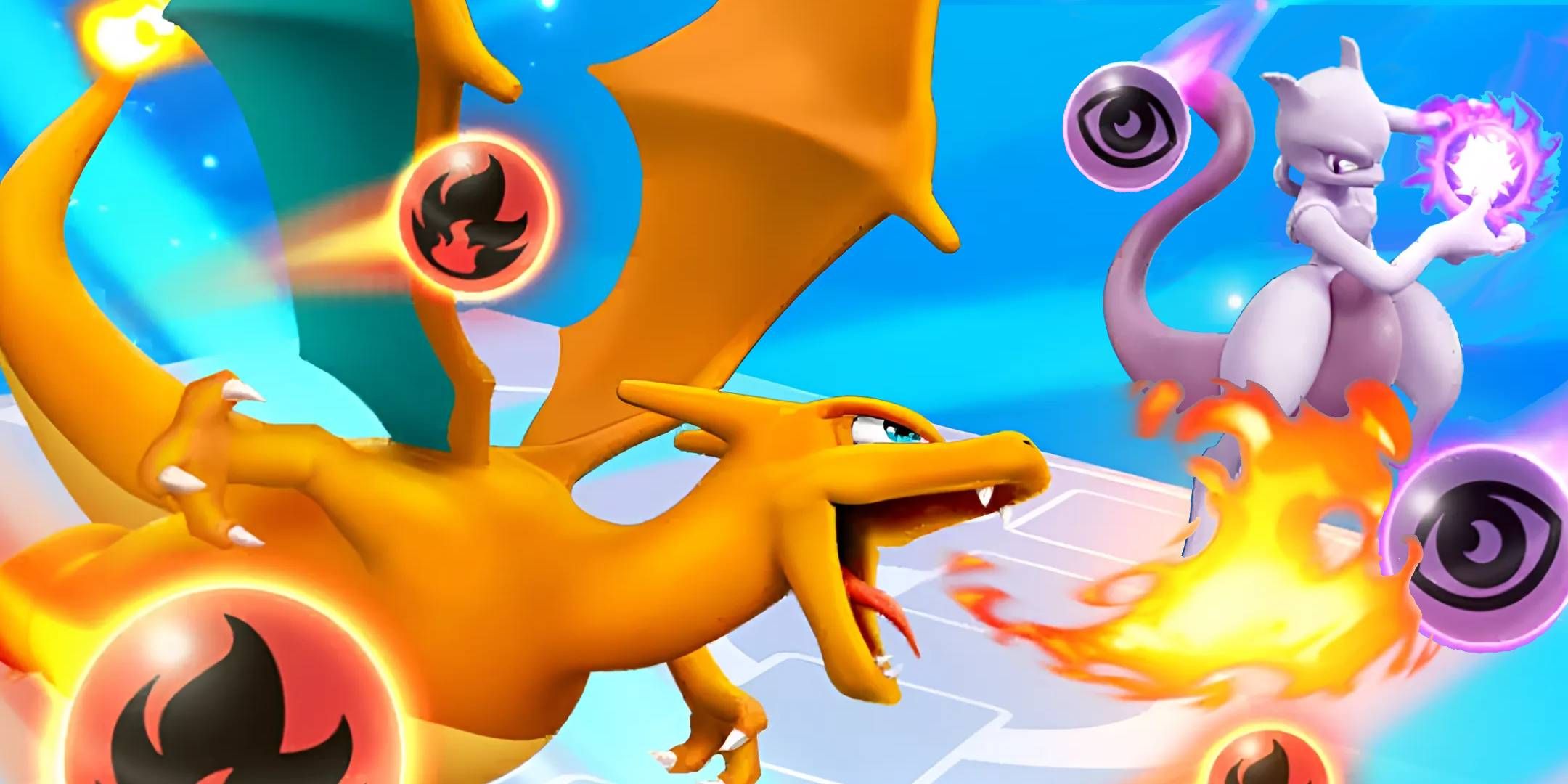 Charizard and Mewtwo battle it out in Pokemon TCG Pocket.