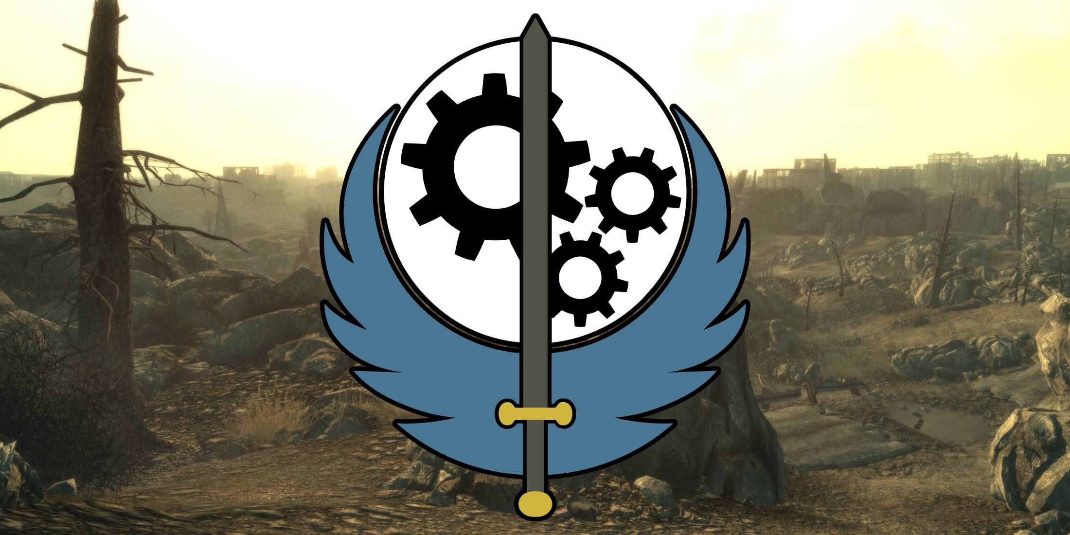 Logo of the Brotherhood of Steel over the Capital Wasteland from Fallout 3