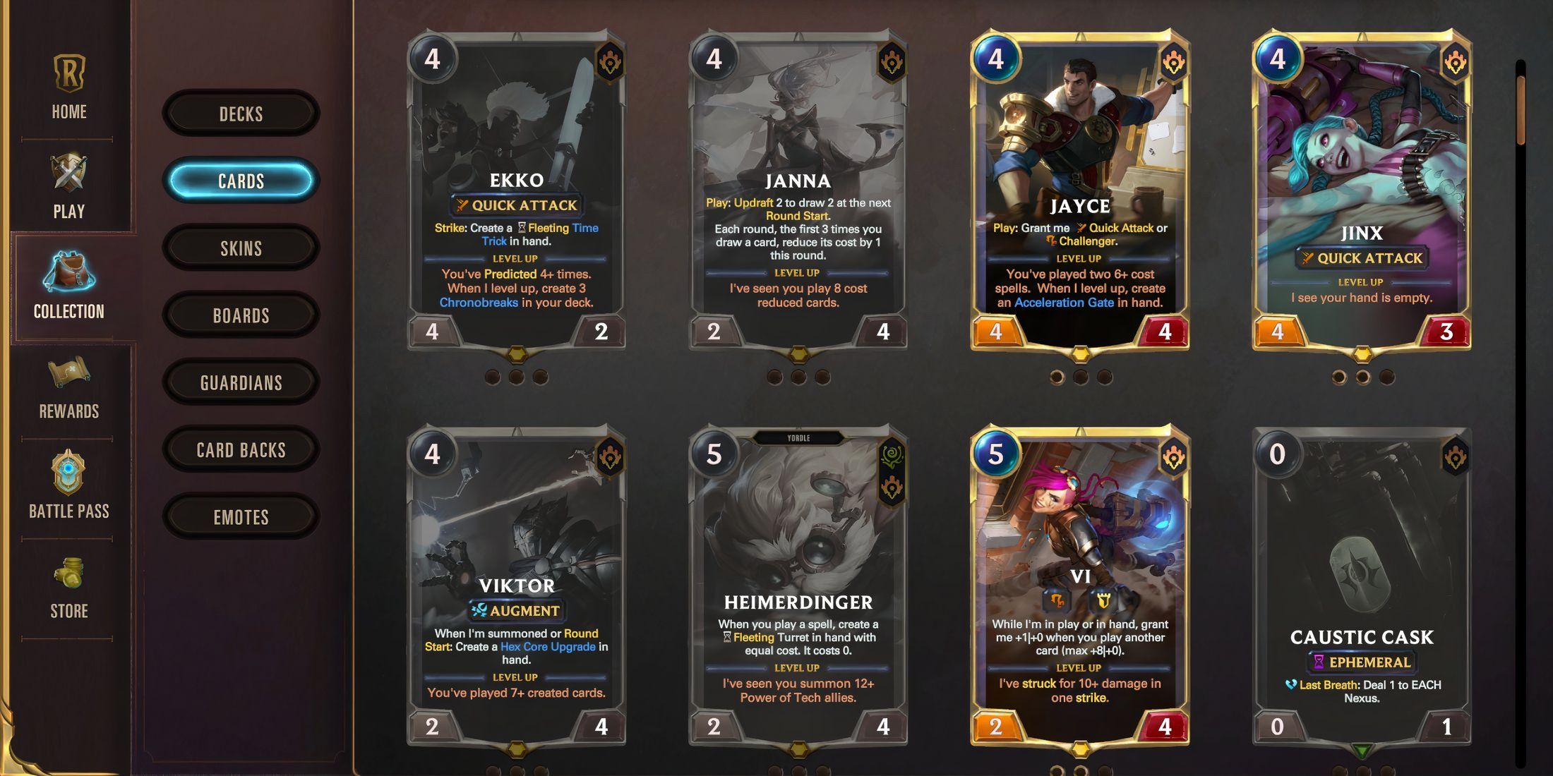 Legends of Runeterra Piltover & Zaun Champion Cards