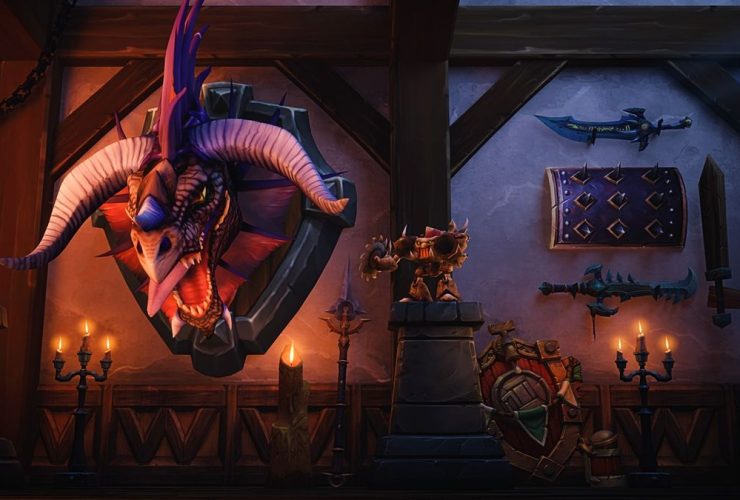 Trophies hang on the wall as Blizzard shows off World of Warcraft's player housing feature