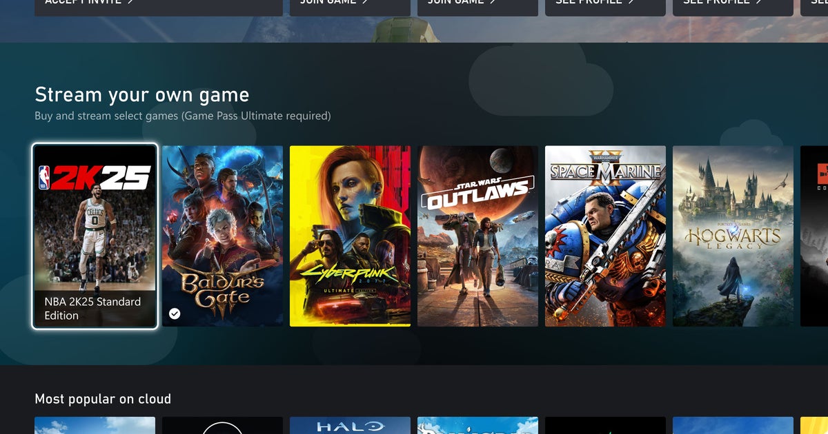 Xbox Game Pass Ultimate subscribers can now stream "select" games from their own library via Cloud Gaming