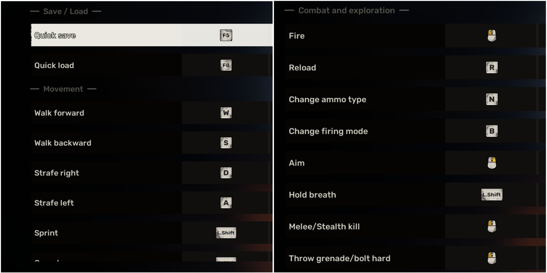 stalker 2 pc controls