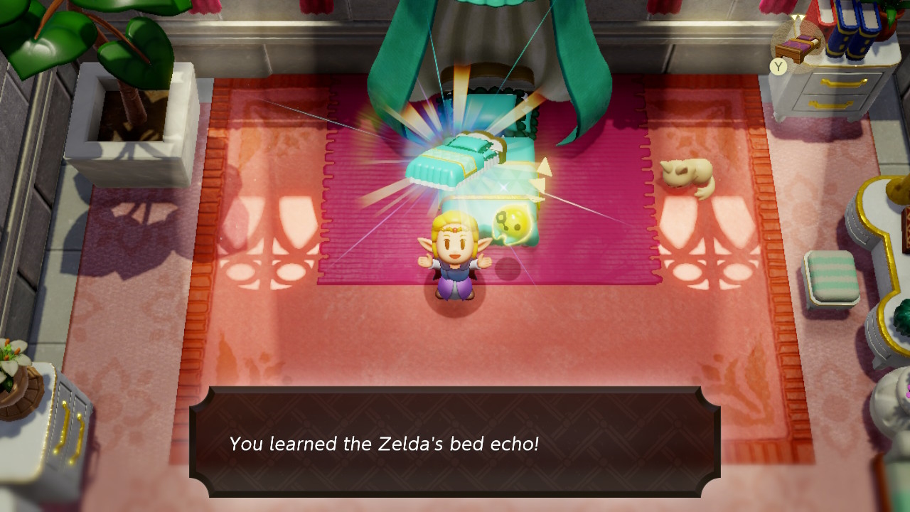 The Legend of Zelda: Echoes of Wisdom screenshot featuring Zelda learning a new echo of her own bed