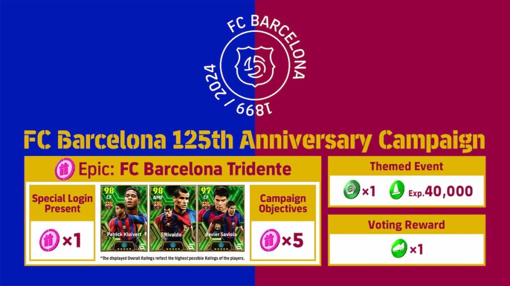 eFootball 2025 FC Barcelona 125th Anniversary campaign