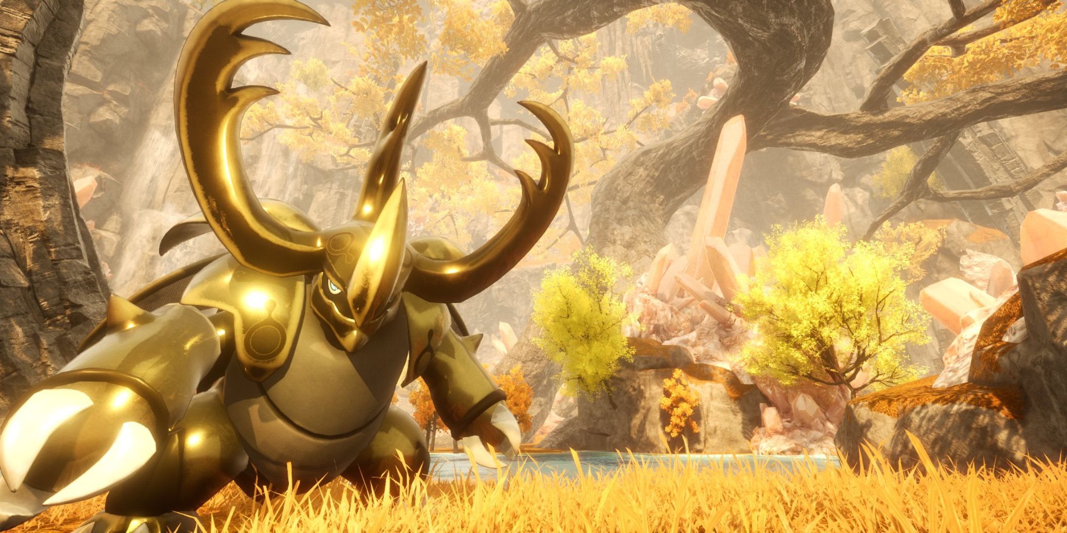 A large gold beetle in Palworld