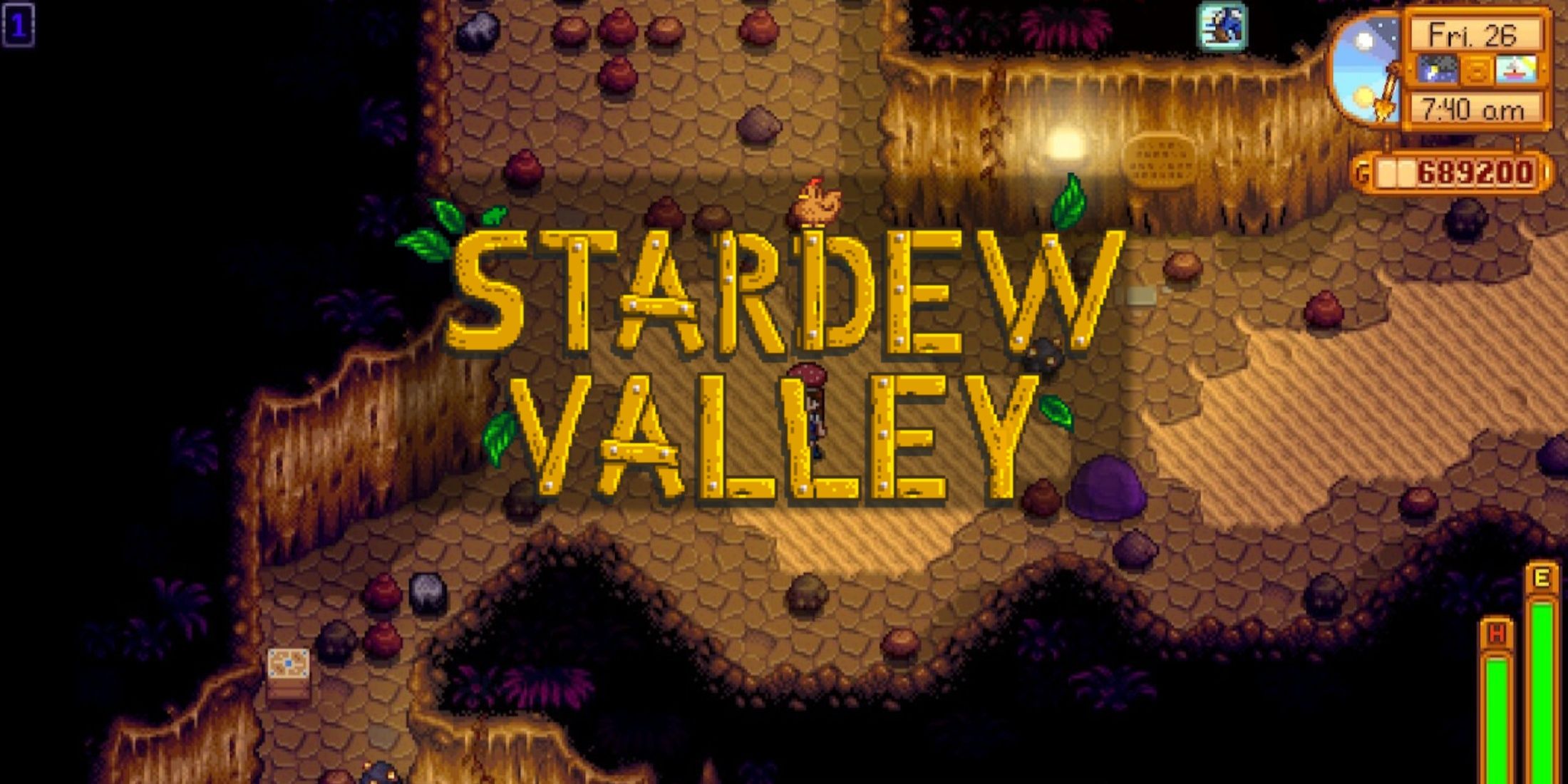 skull cavern level with stardew valley logo over the top