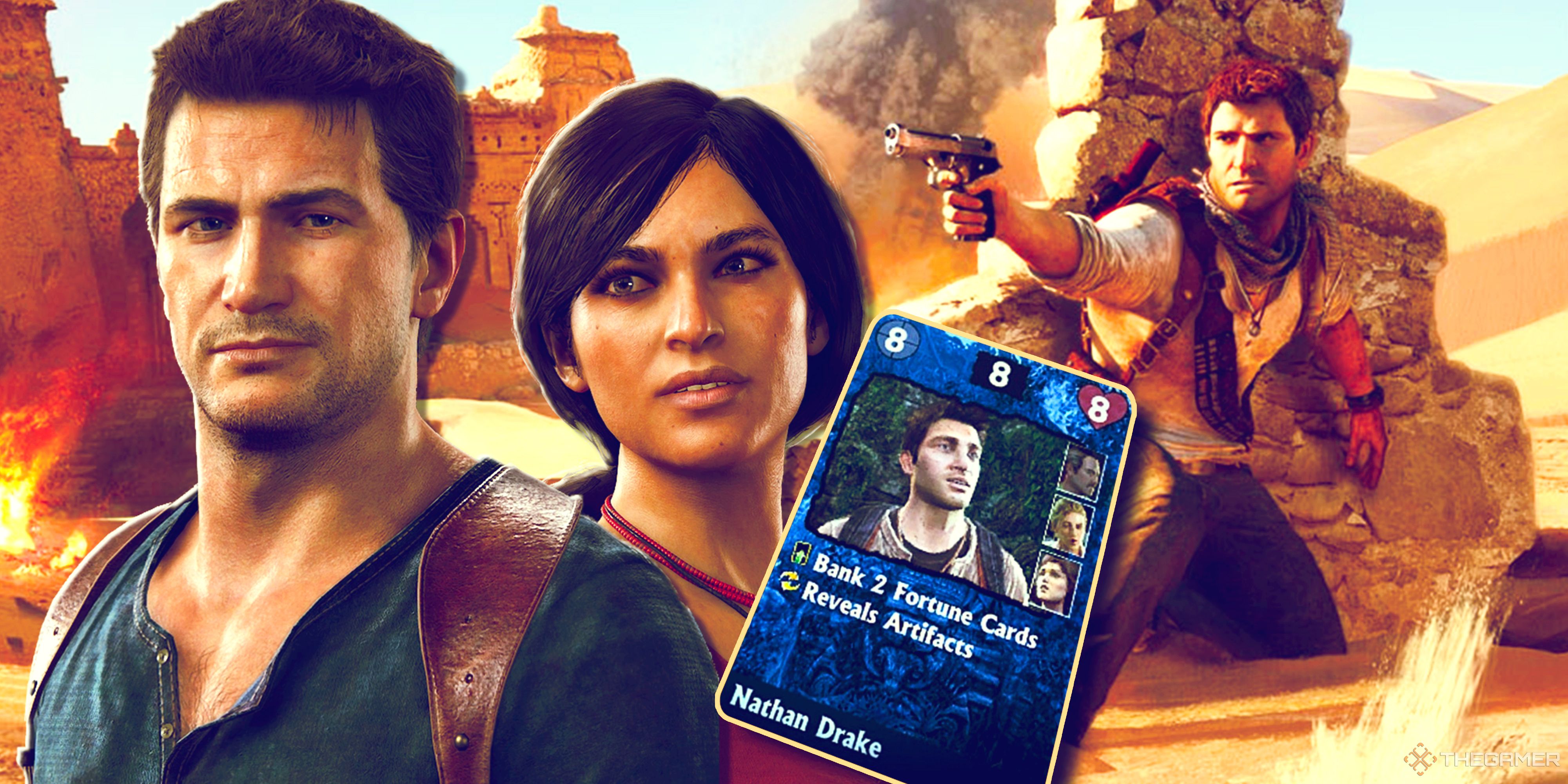 Uncharted Fight For Fortune, Uncharted 3: Drake's Deception and Chloe Frazer from The Lost Legacy and Nathan Drake.