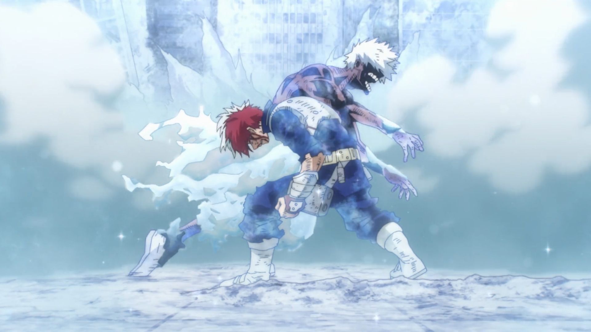 Dabi vs. Shoto in My Hero Academia.