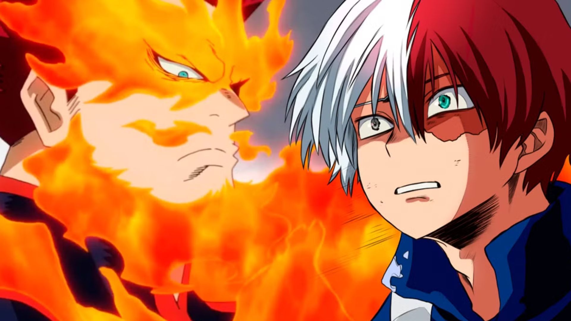 Shoto and Endeavor in My Hero Academia.