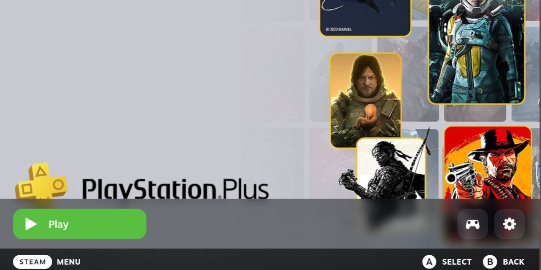 PS Plus home screen on Steam Deck