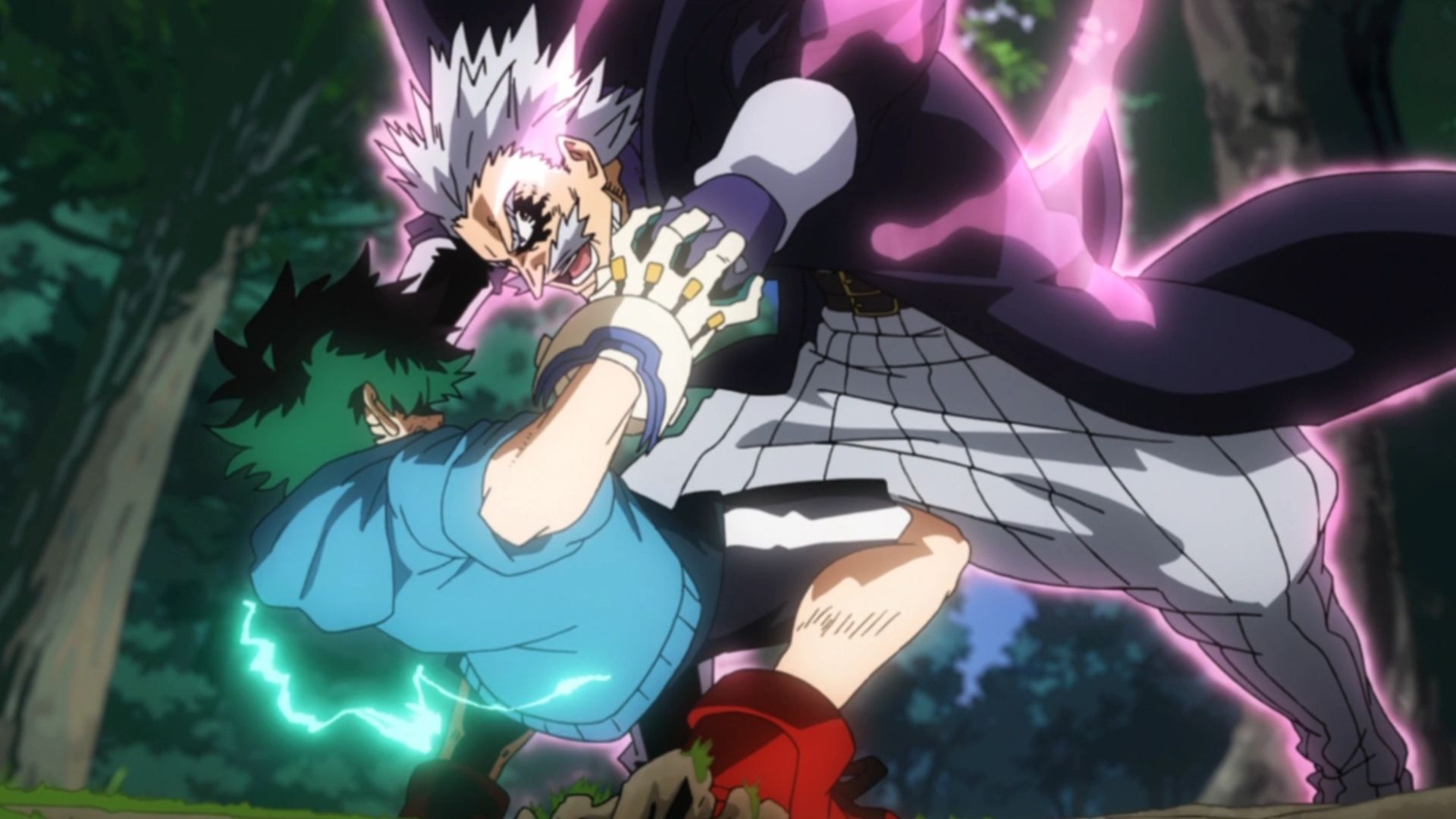 Gentle Criminal fighting Midoriya in My Hero Academia.