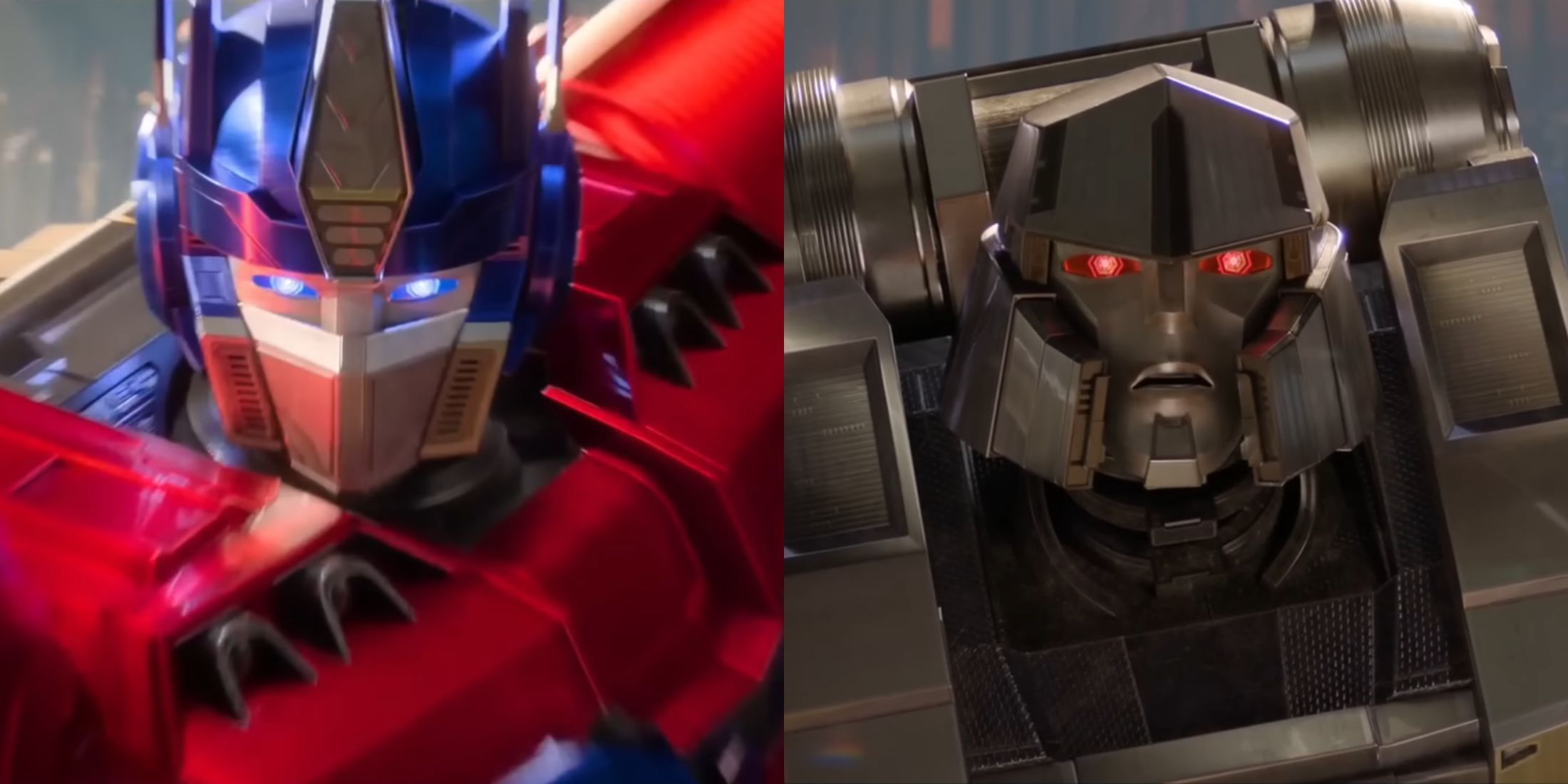 Optimus Prime and Megatron prepare to fight each other for the first time in Transformers One (2024)