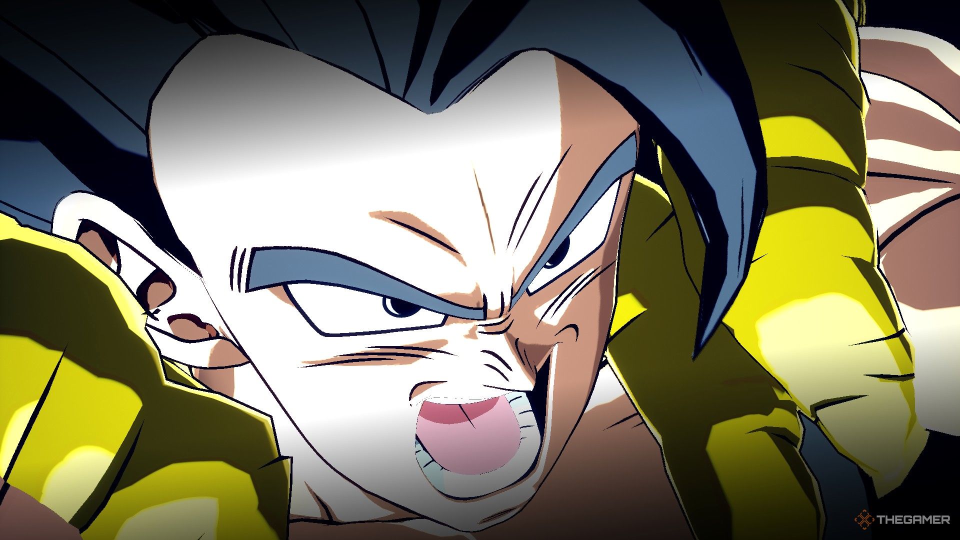 Dragon Ball Sparking Zero image showing Gogeta from Super attacking.