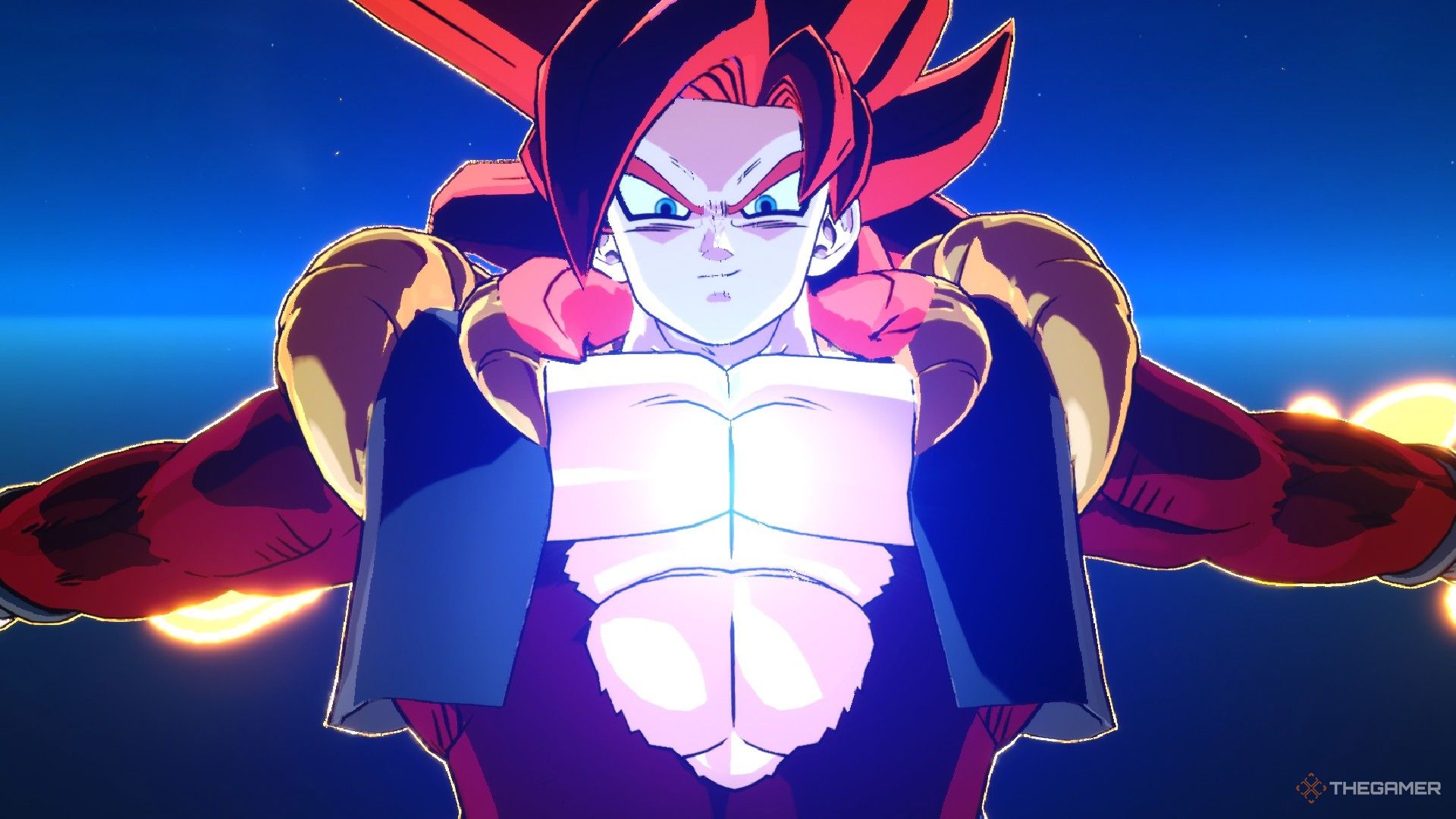 Dragon Ball Sparking Zero image showing Gogeta from Super as a Super Saiyan 4.