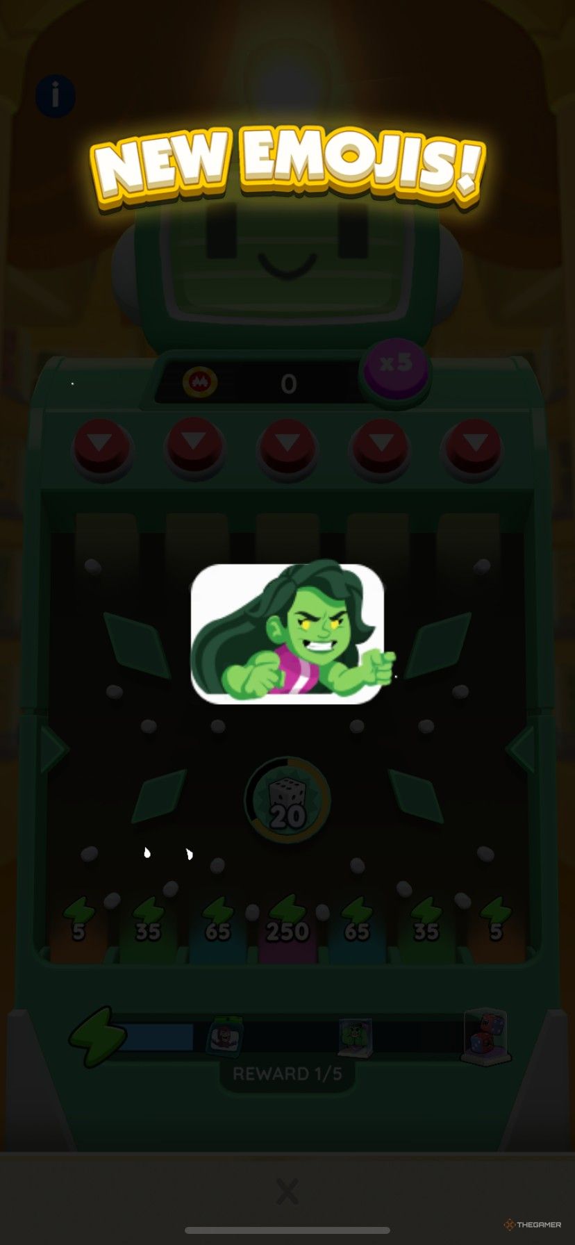 The She-Hulk emoji available from the Peg-E Deluxe Drop in Monopoly Go.