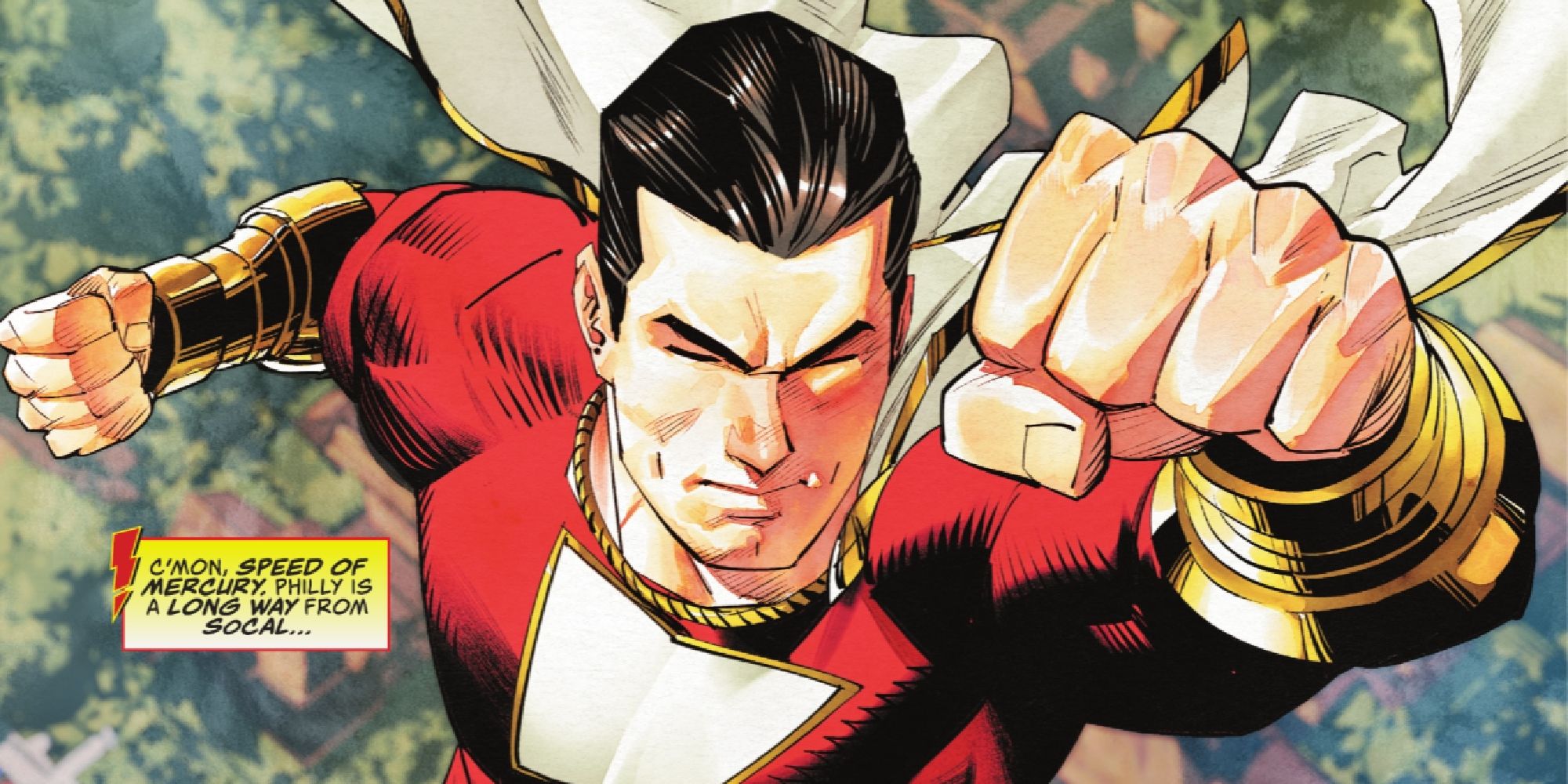 Shazam flying up into the sky in Shazam! #1 (2023)