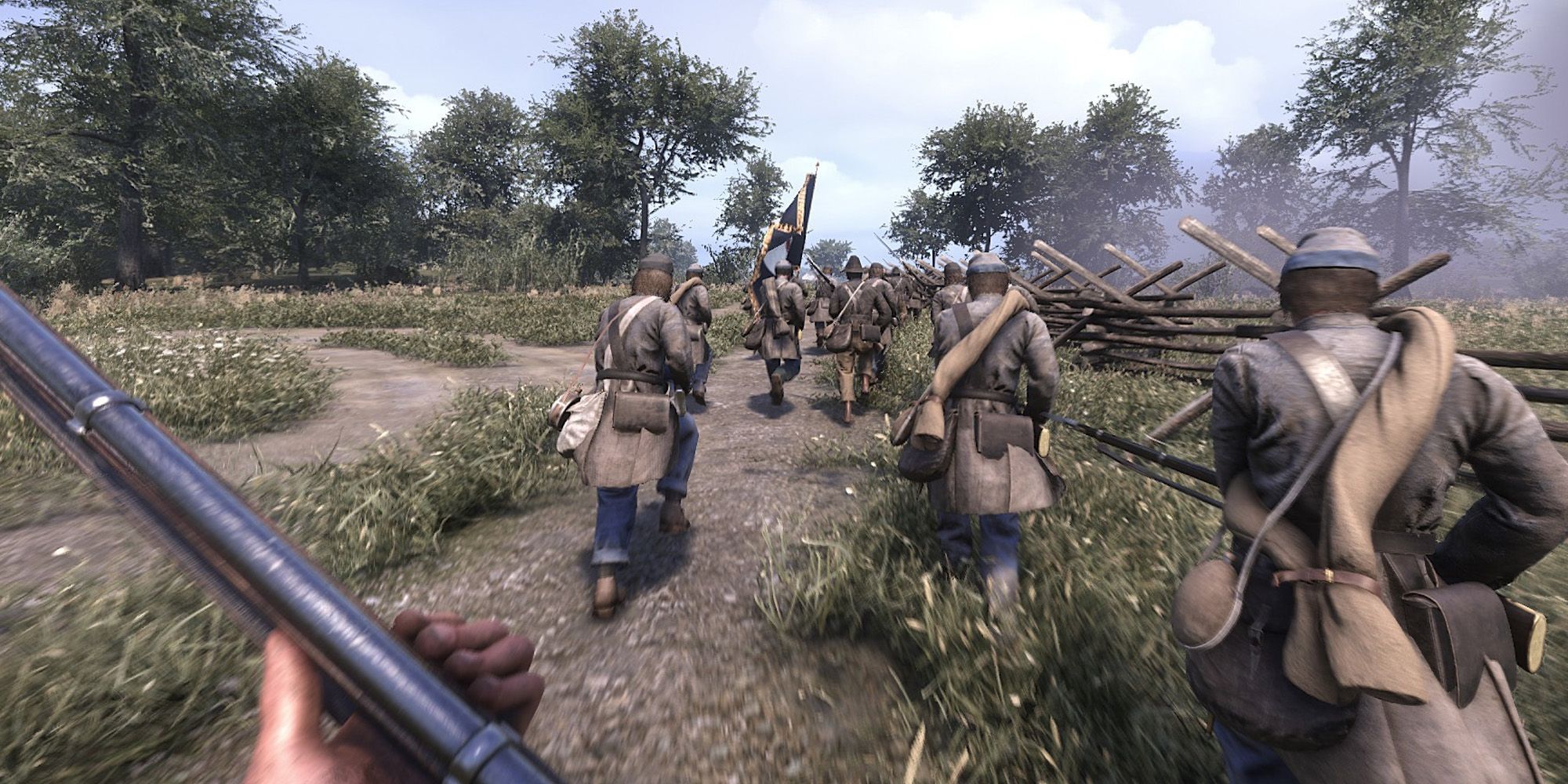 A platoon running in War of Rights