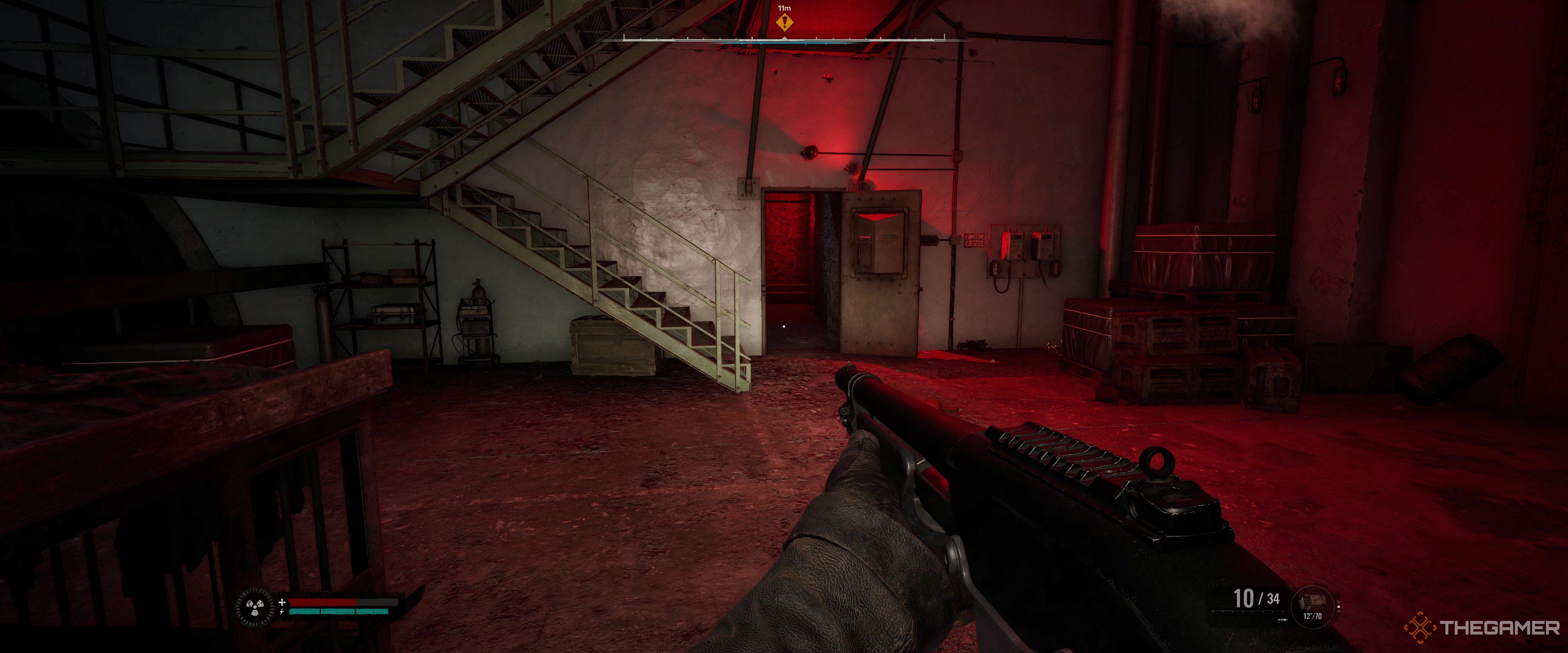 A red door in the depths of SIRCAA in Stalker 2: Heart of Chornobyl.