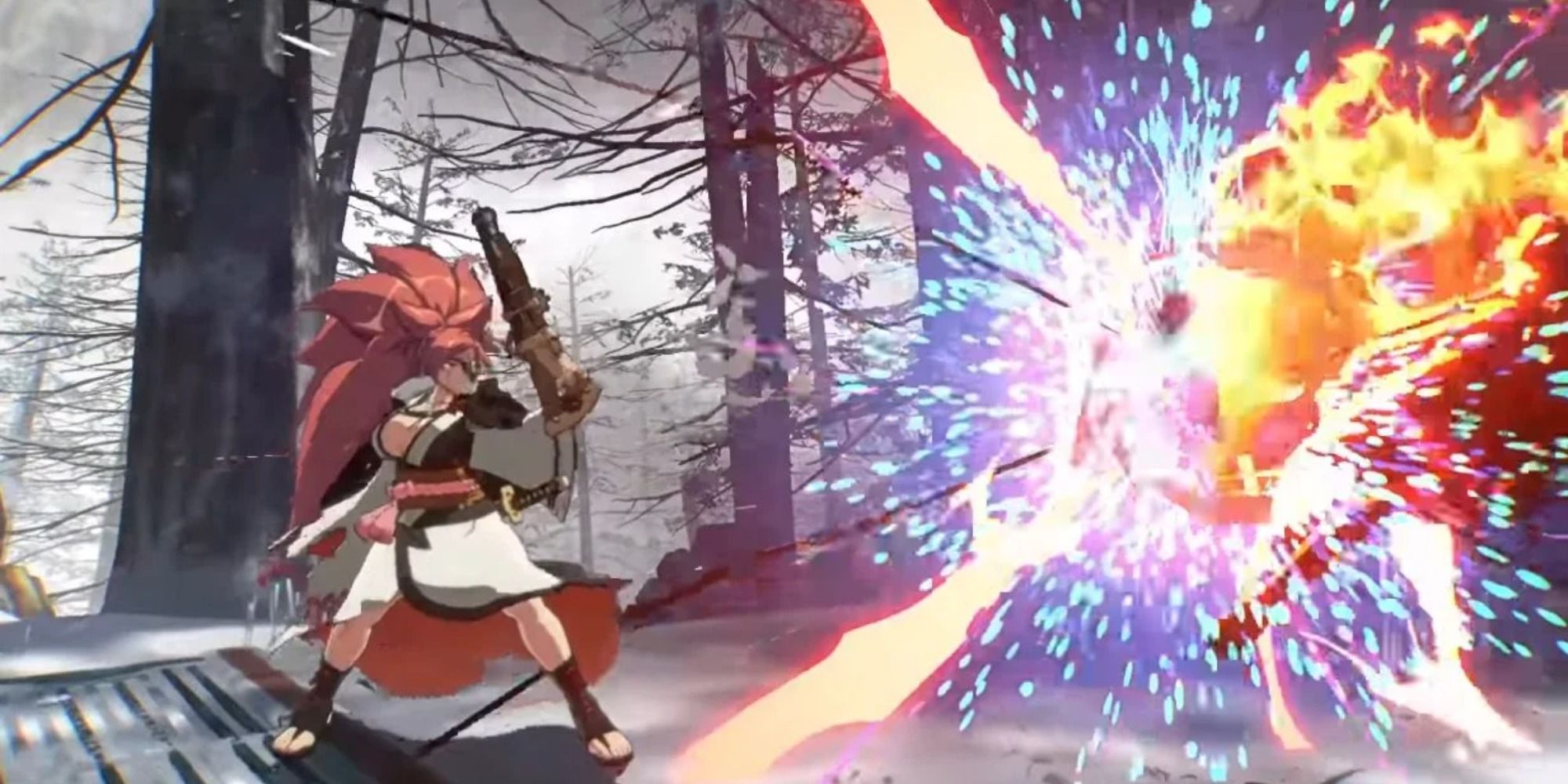 Baiken shooting a gun in Guilty Gear Strive