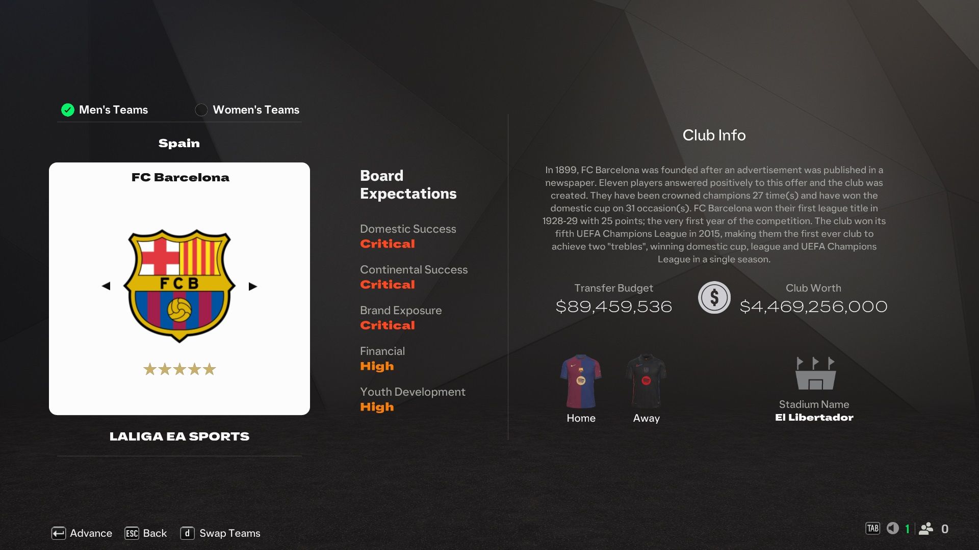 FC Barcelona in EA Sports FC 25.