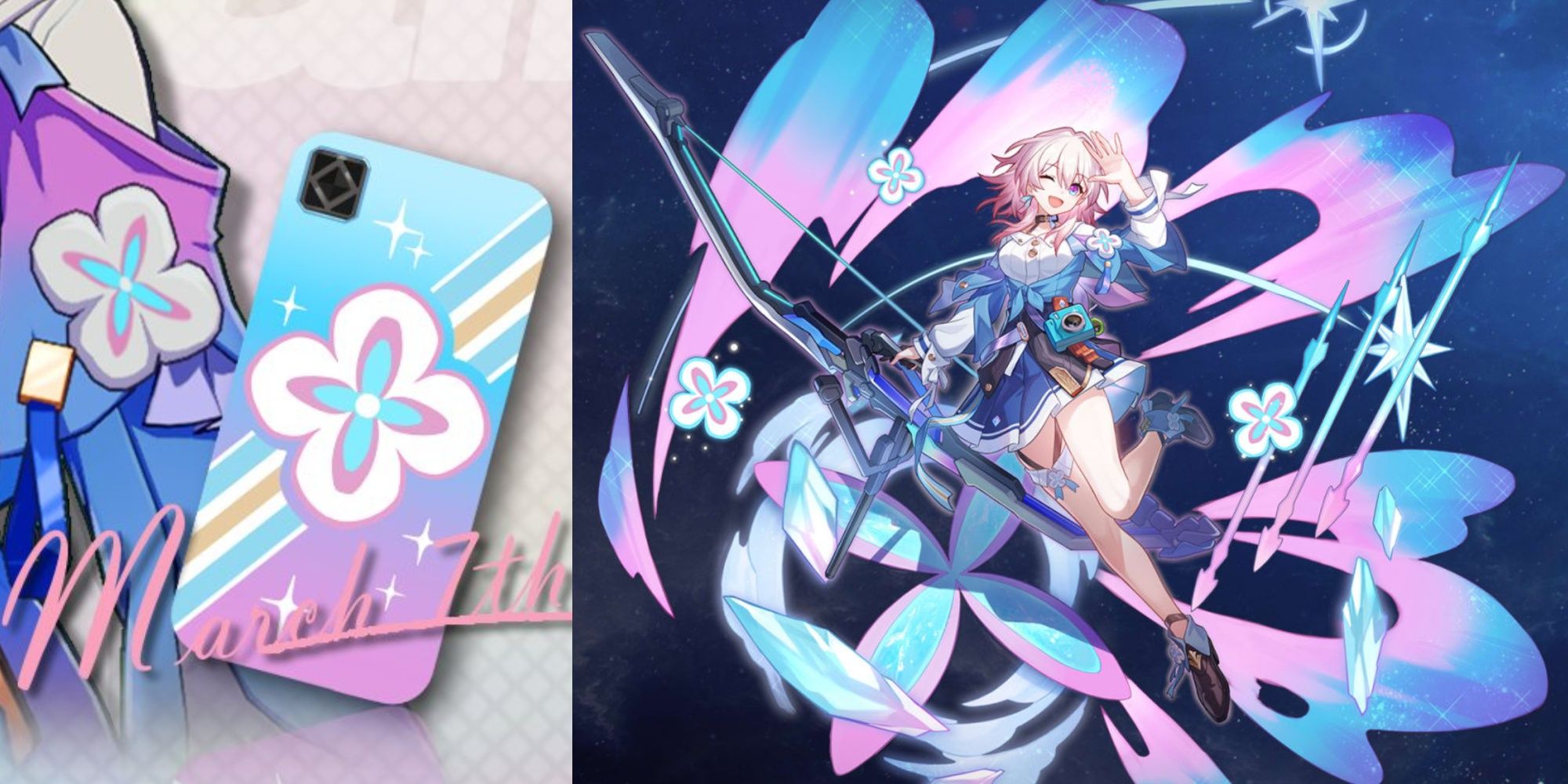 March 7th's phone case and character portrait in Honkai: Star Rail.