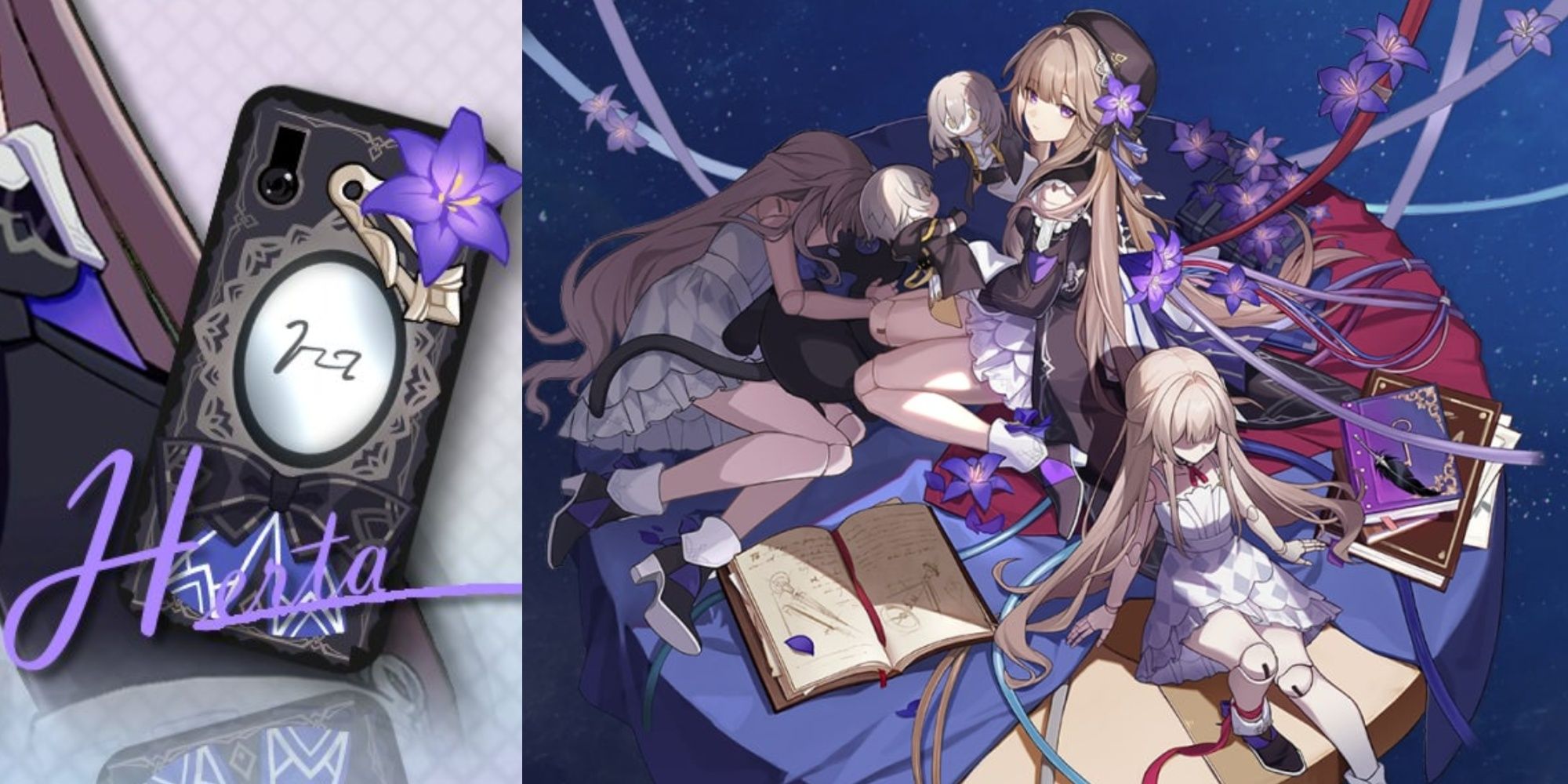 Herta's phone case and character portrait in Honkai: Star Rail.