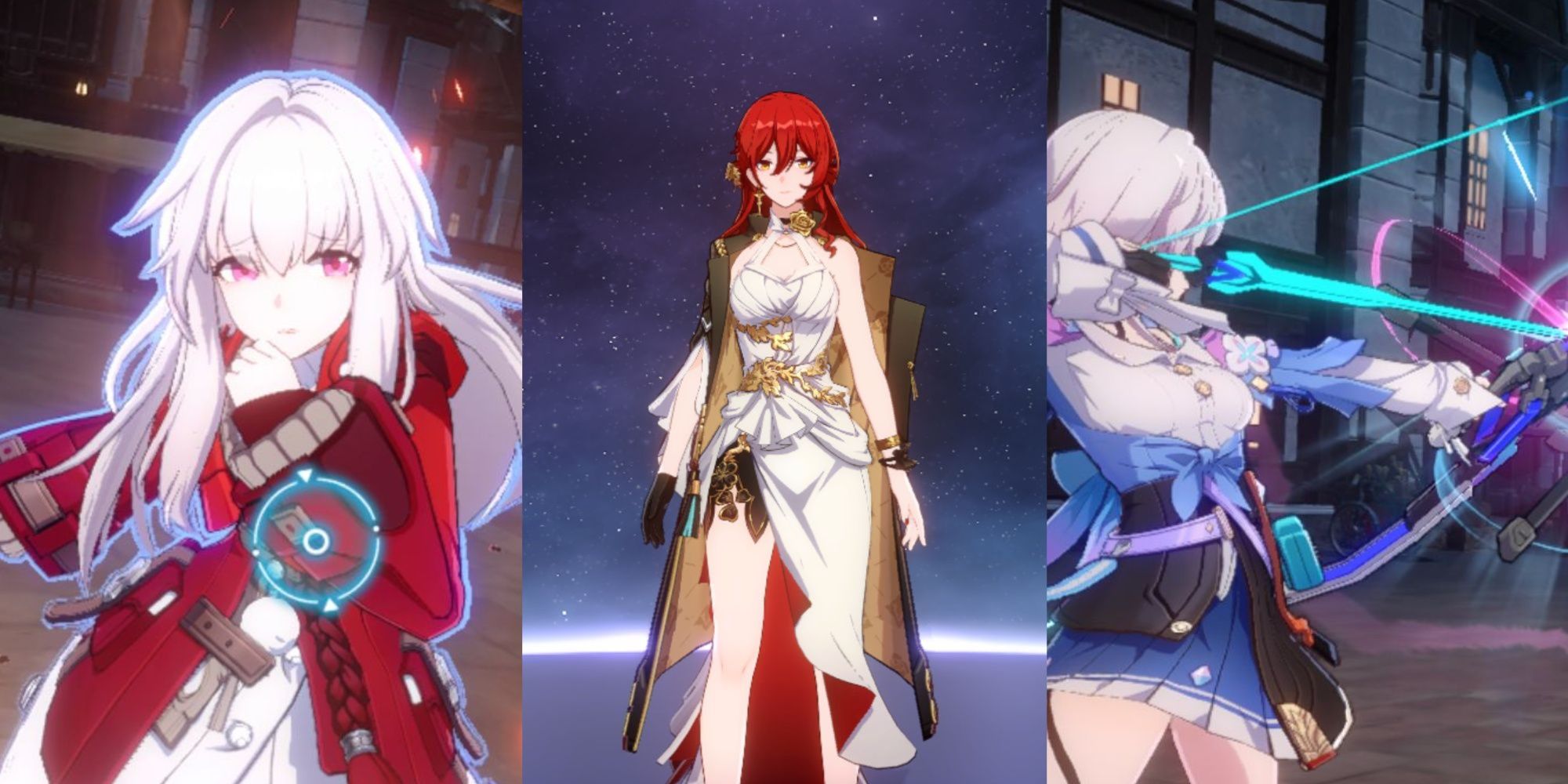 Honkai: Star Rail - Clara (left), Himeko (centre), and March (right) all pose