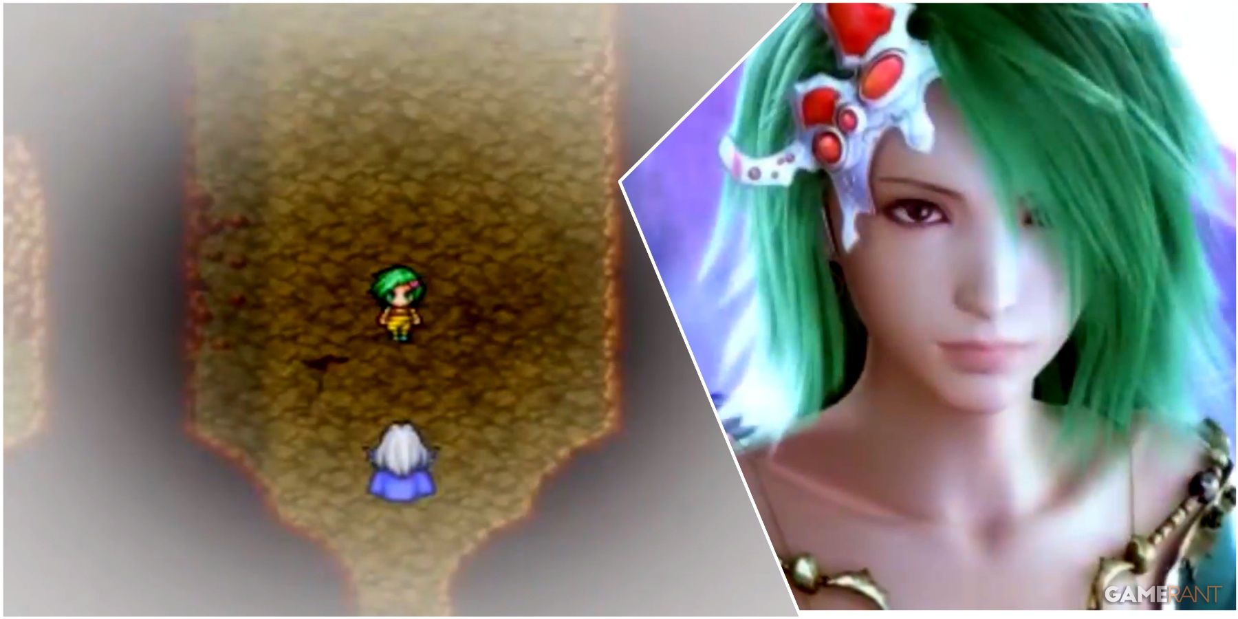 A Collage Of Key Art & A Key Frame Of Rydia From Final Fantasy IV