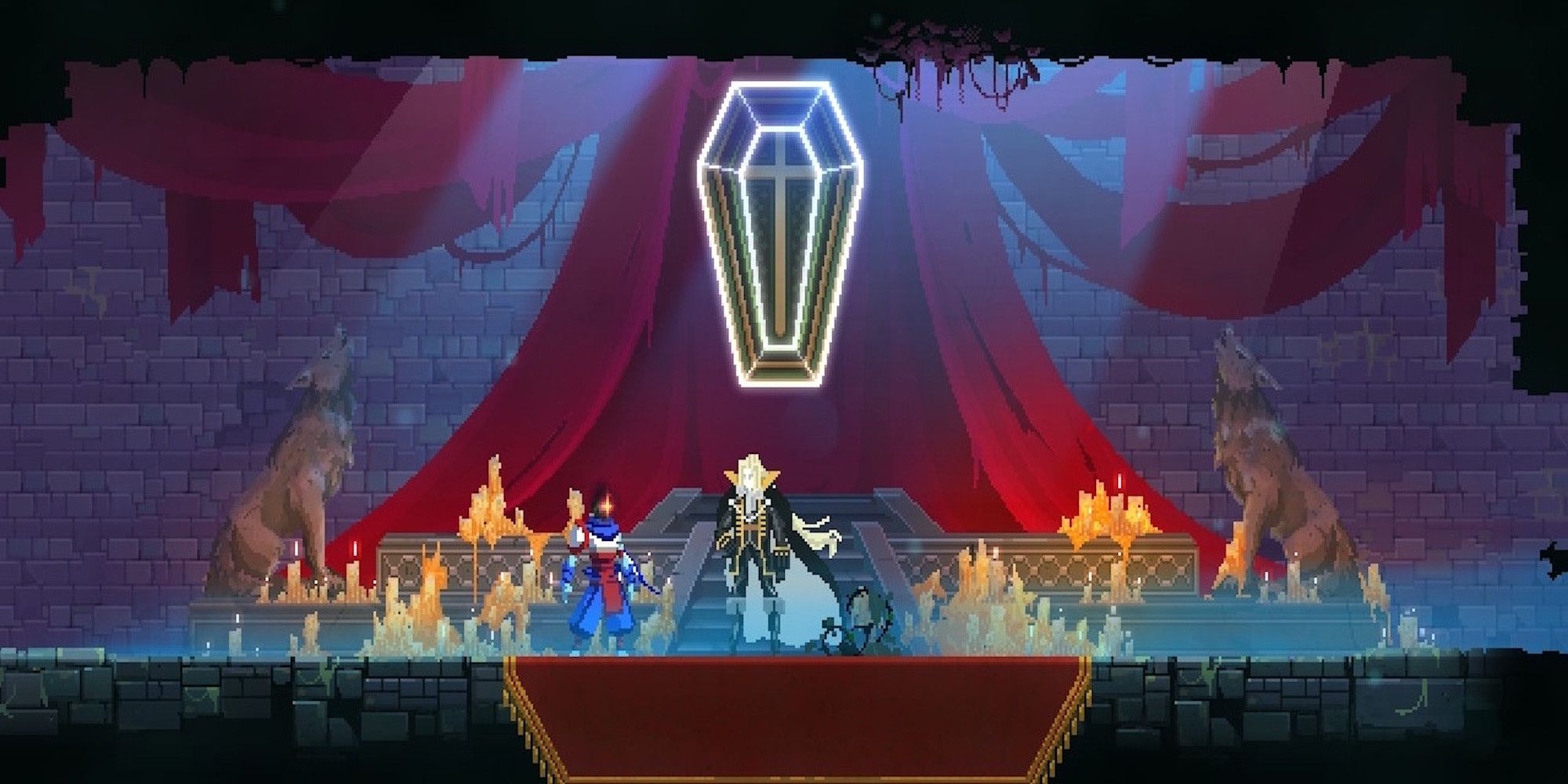 Talking to Alucard in Dead Cells Return to Castlevania