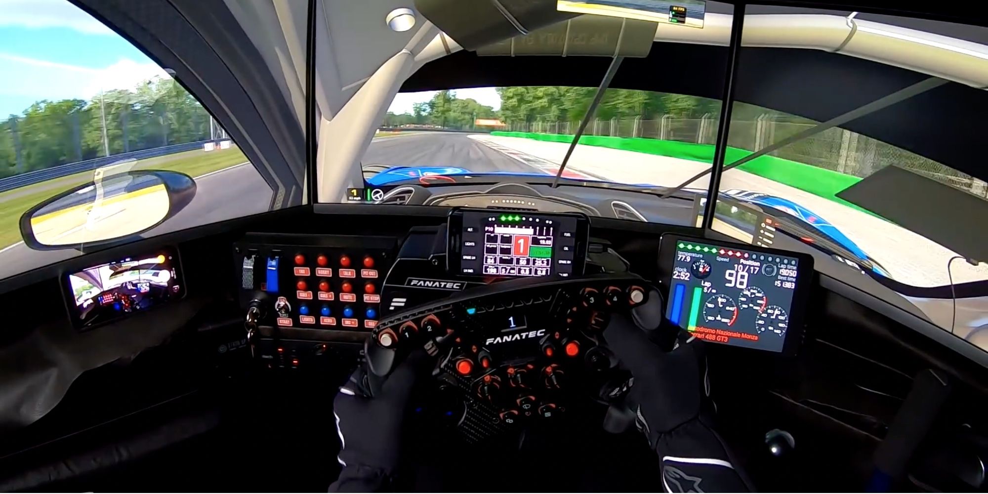 Realistic Racing Games - iRacing - Player handling the steering of Ferrari 488 GT3 Monza 