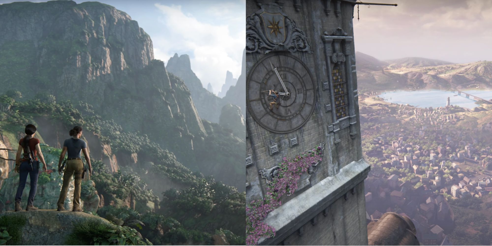 uncharted lost legacy chloe and nadine finish ganesh climb nathan drake climbing clock tower