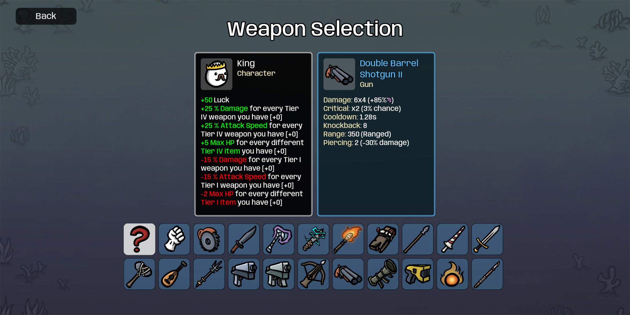 King Weapon selection in brotato