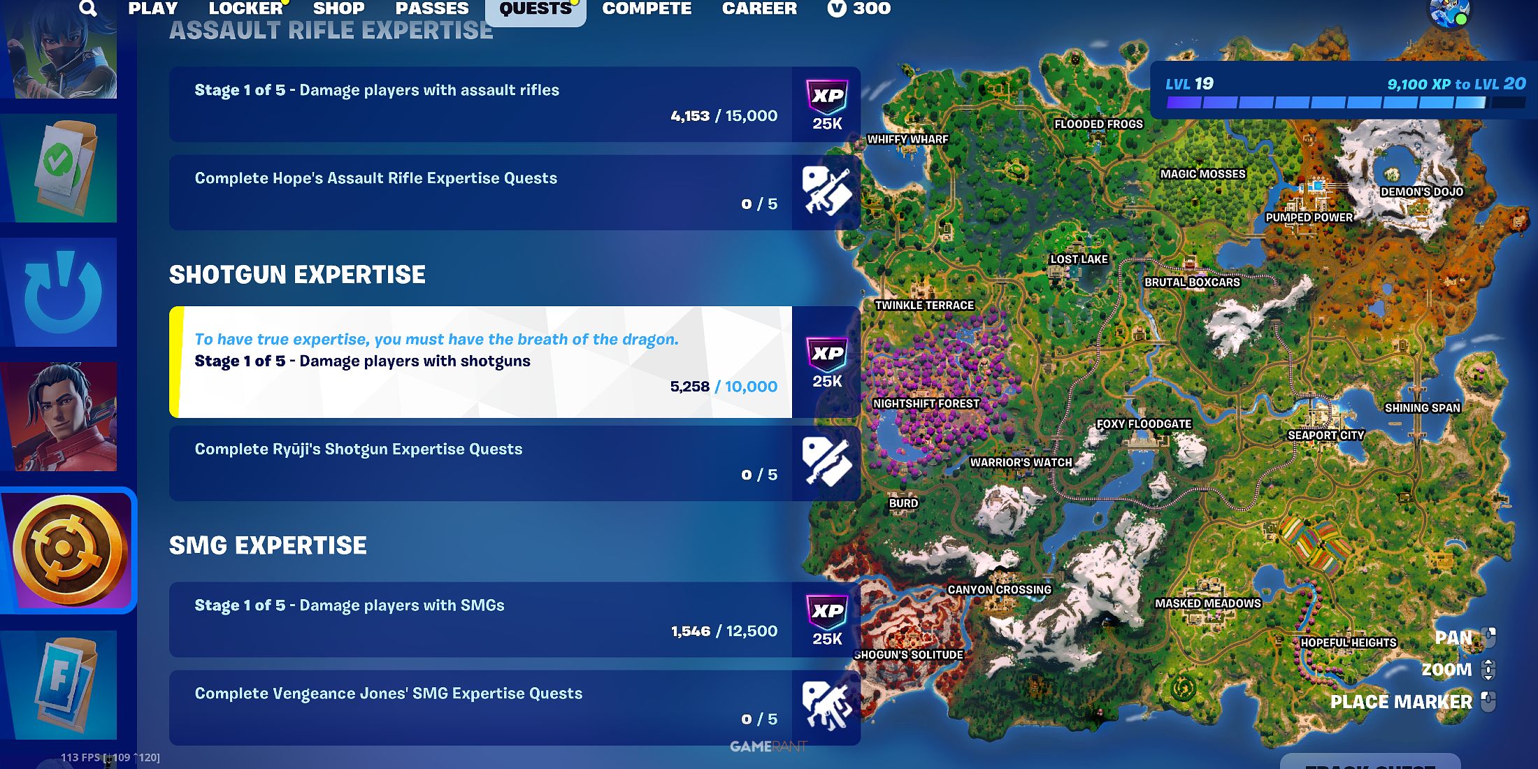 Shotgun Expertise Quests in Fortnite 