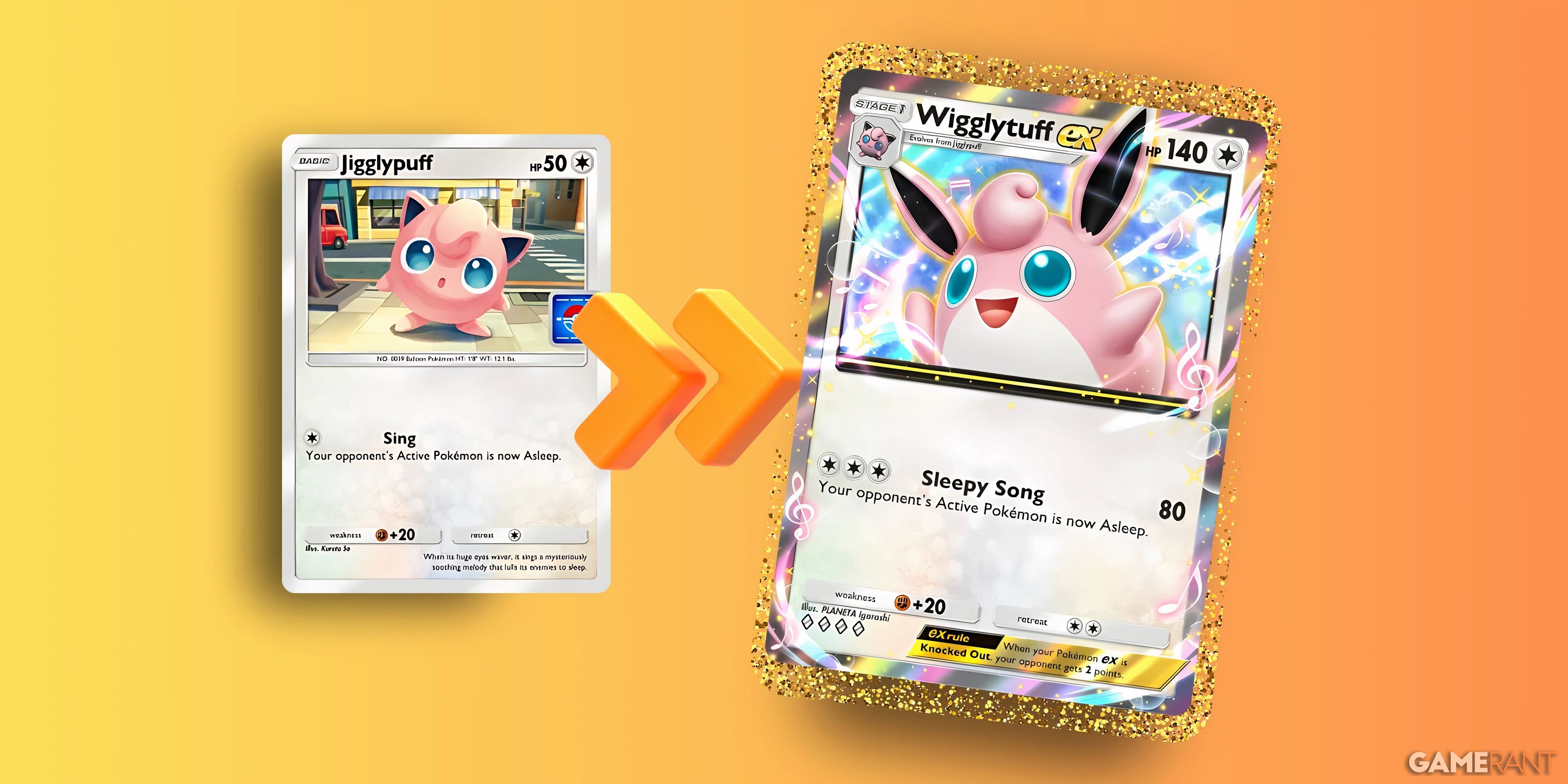 jigglypuff evolving into wigglytuff in pokemon tcg pocket.