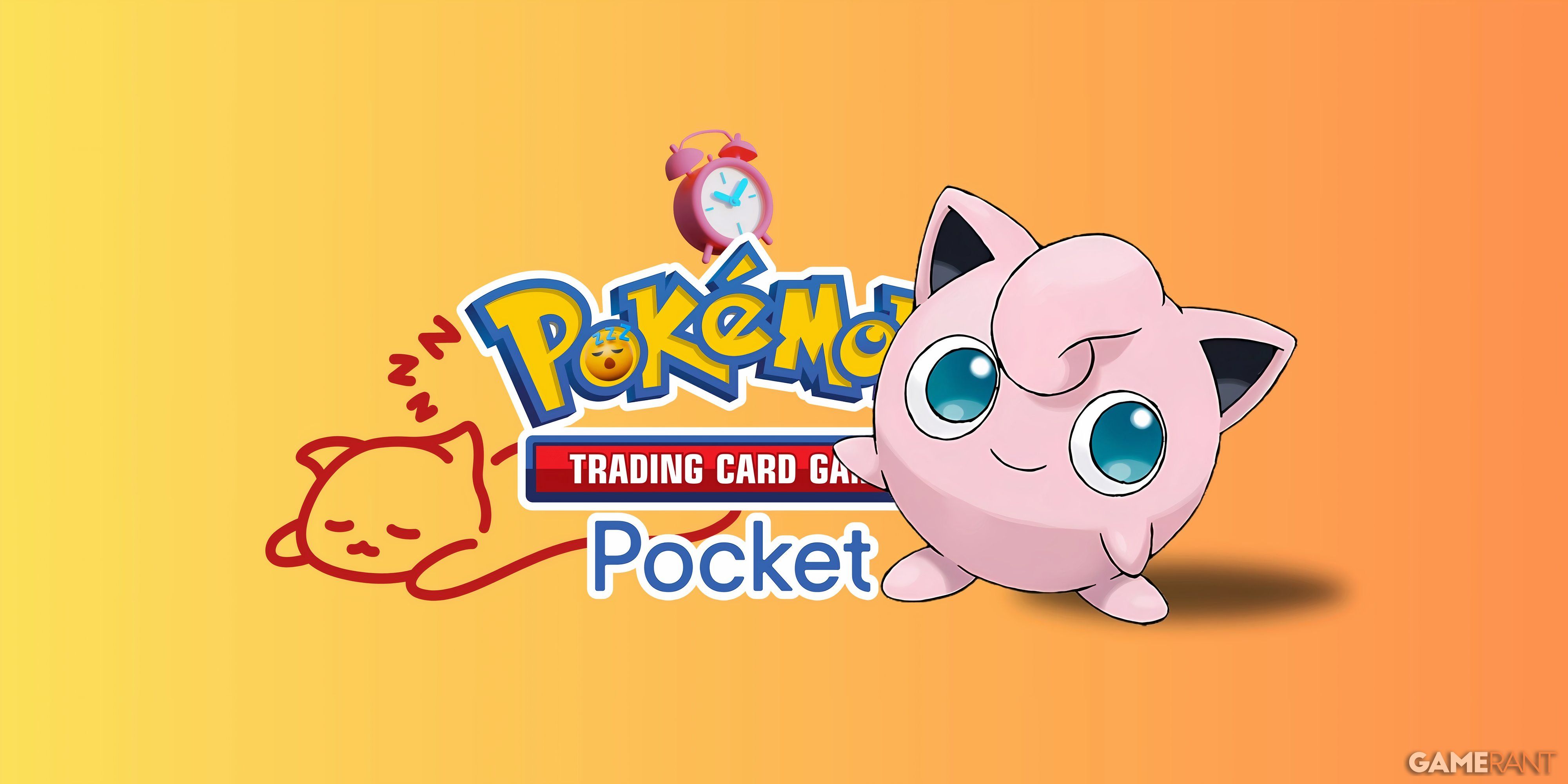 jigglypuff standing in front of the pokemon tcg pocket logo.