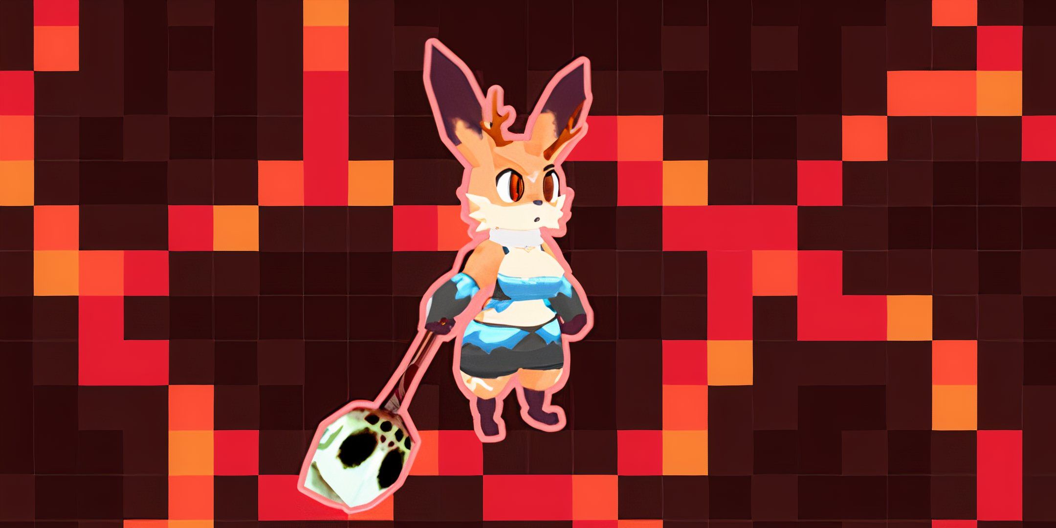 Image of the Nethercrypt Bauble Scepter being held by a fox character in Atlyss. 