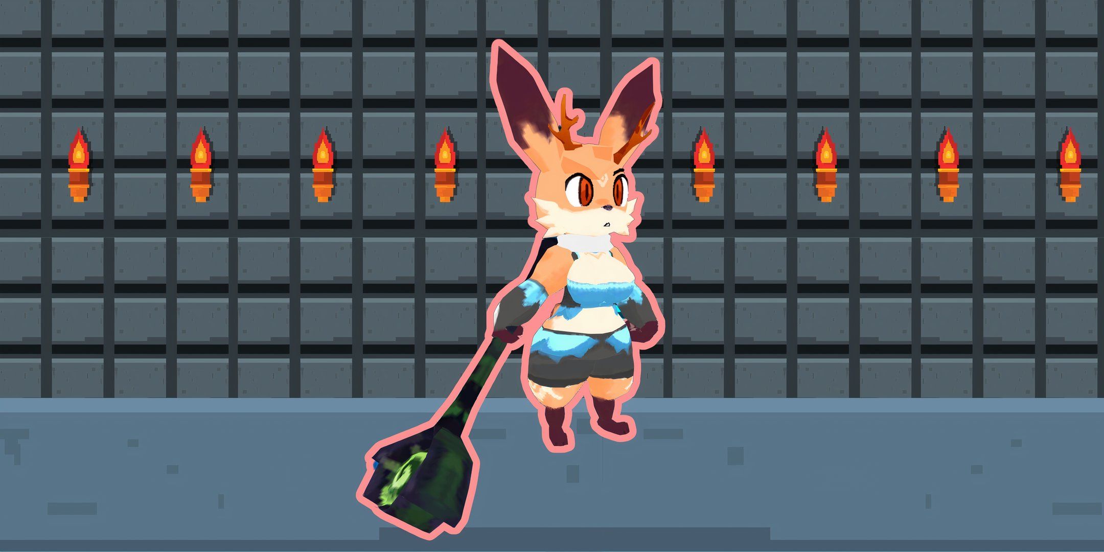 Image of the Slime Diva Baton being held by a fox character in Atlyss. 