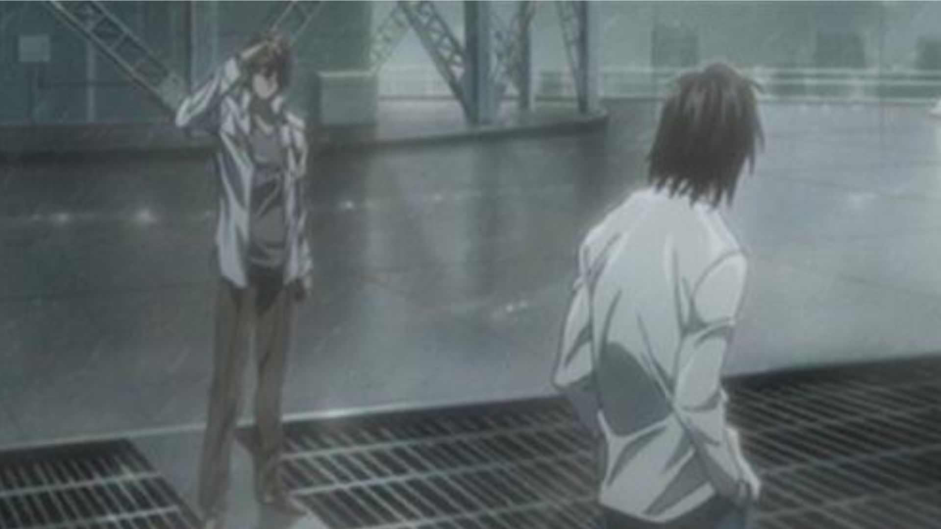 Light and L in Death Note.