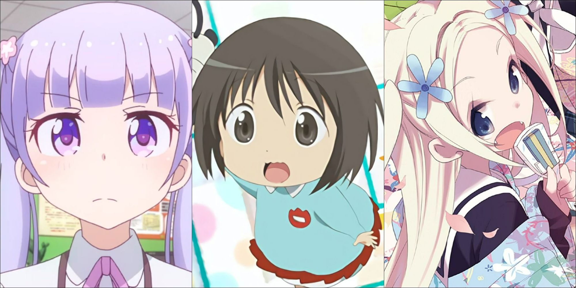 Close-ups of characters from three kawaii anime