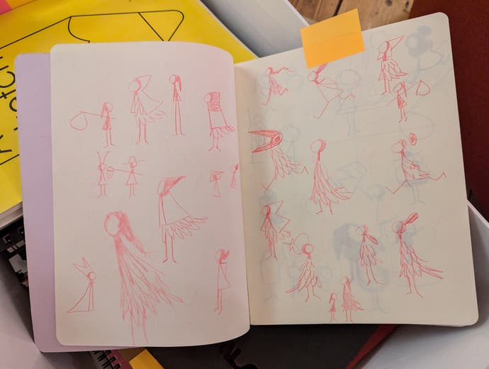 A sketch book showing pencil concept drawings from the Monument Valley game projects.