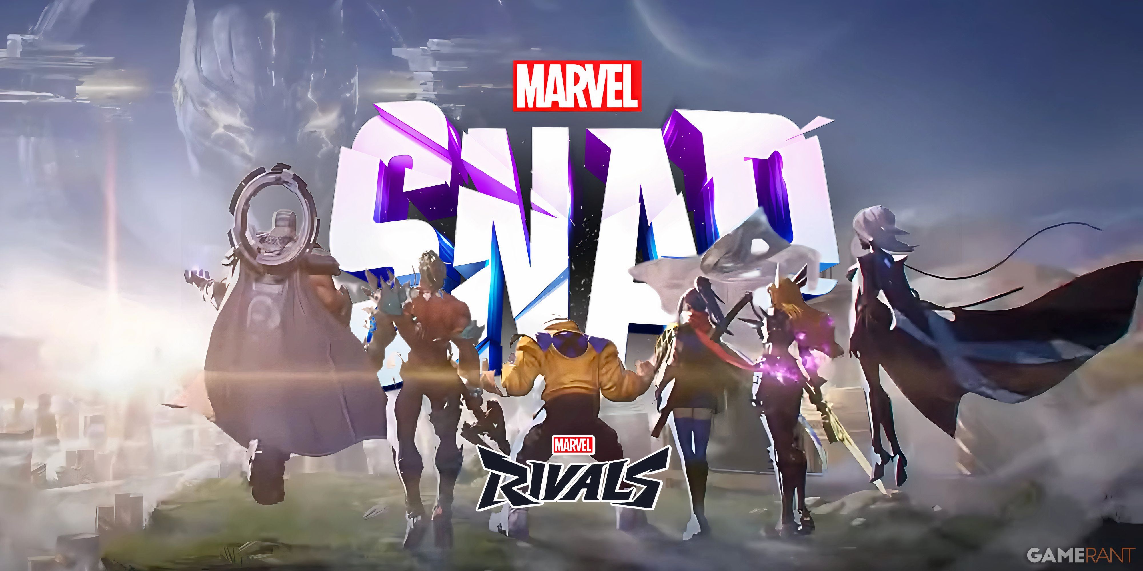 marvel snap logos along some characters from marvel rivals.